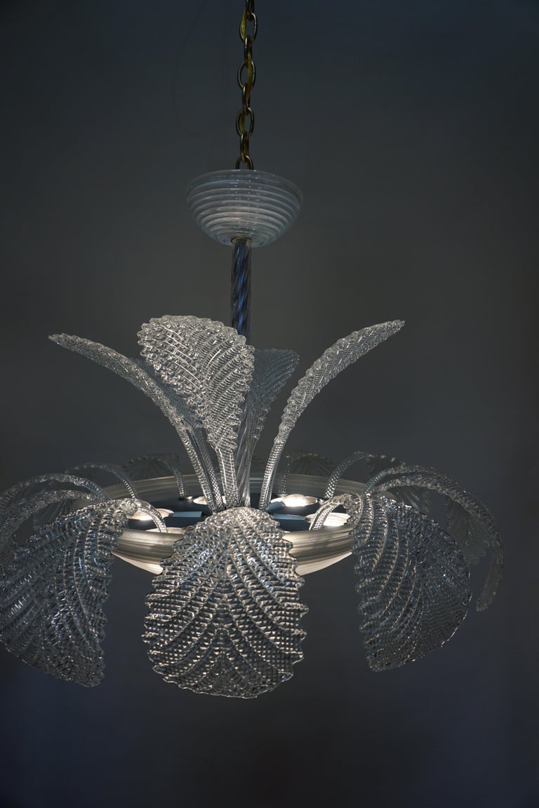 Murano Glass Leaf Design Chandelier by Barovier and Toso For Sale at