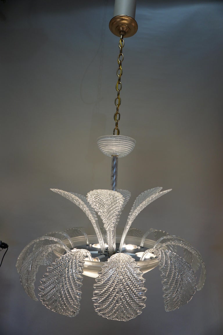 Murano Glass Leaf Design Chandelier by Barovier and Toso For Sale at