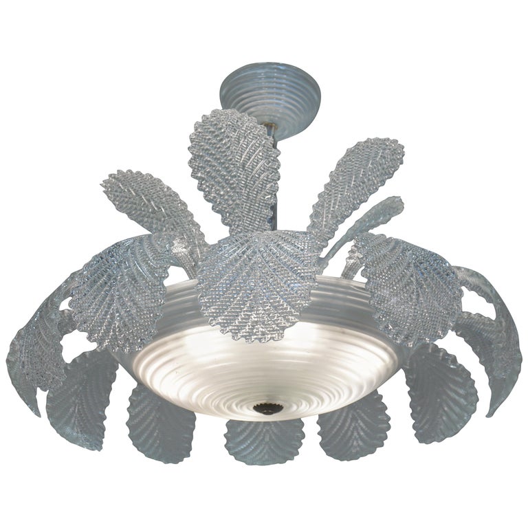 Murano Glass Leaf Design Chandelier by Barovier and Toso For Sale at