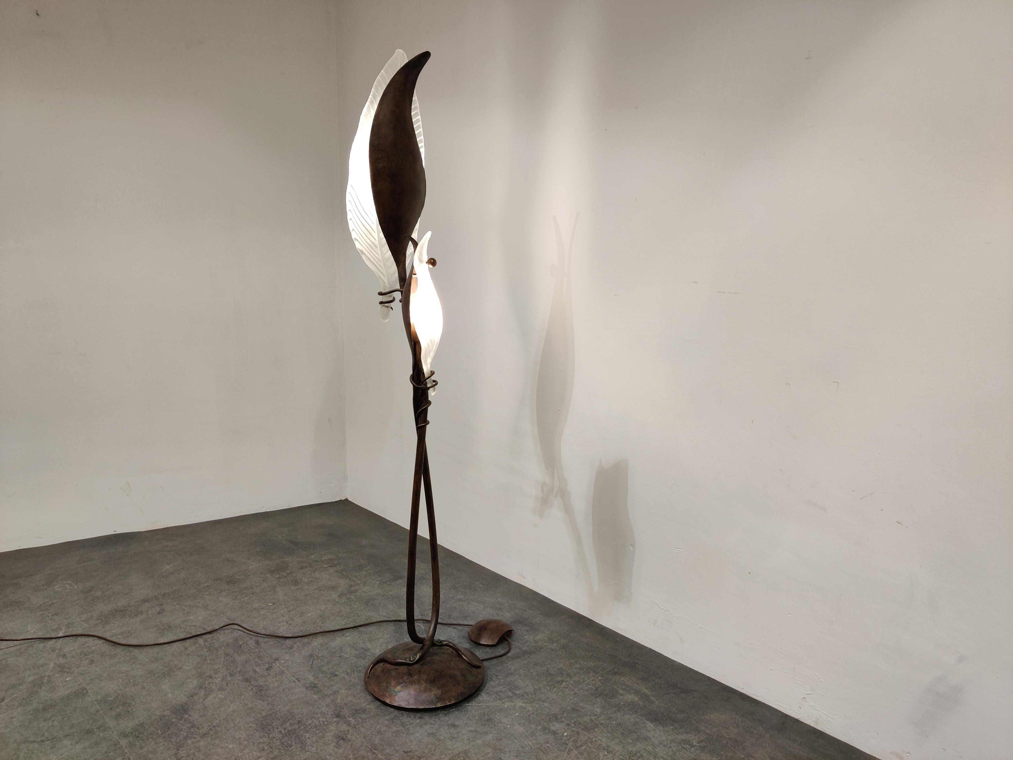 Murano Glass Leaf Floor Lamp, 1980s For Sale 6