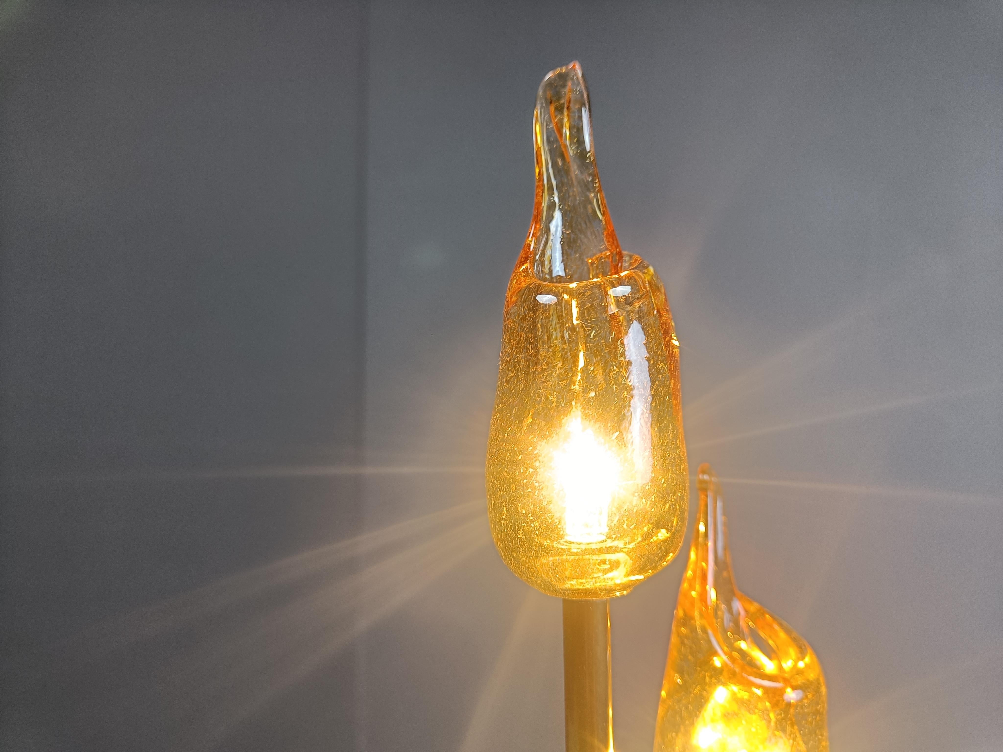 Lámpara de pie con hojas de cristal de Murano, años 80 en venta 6