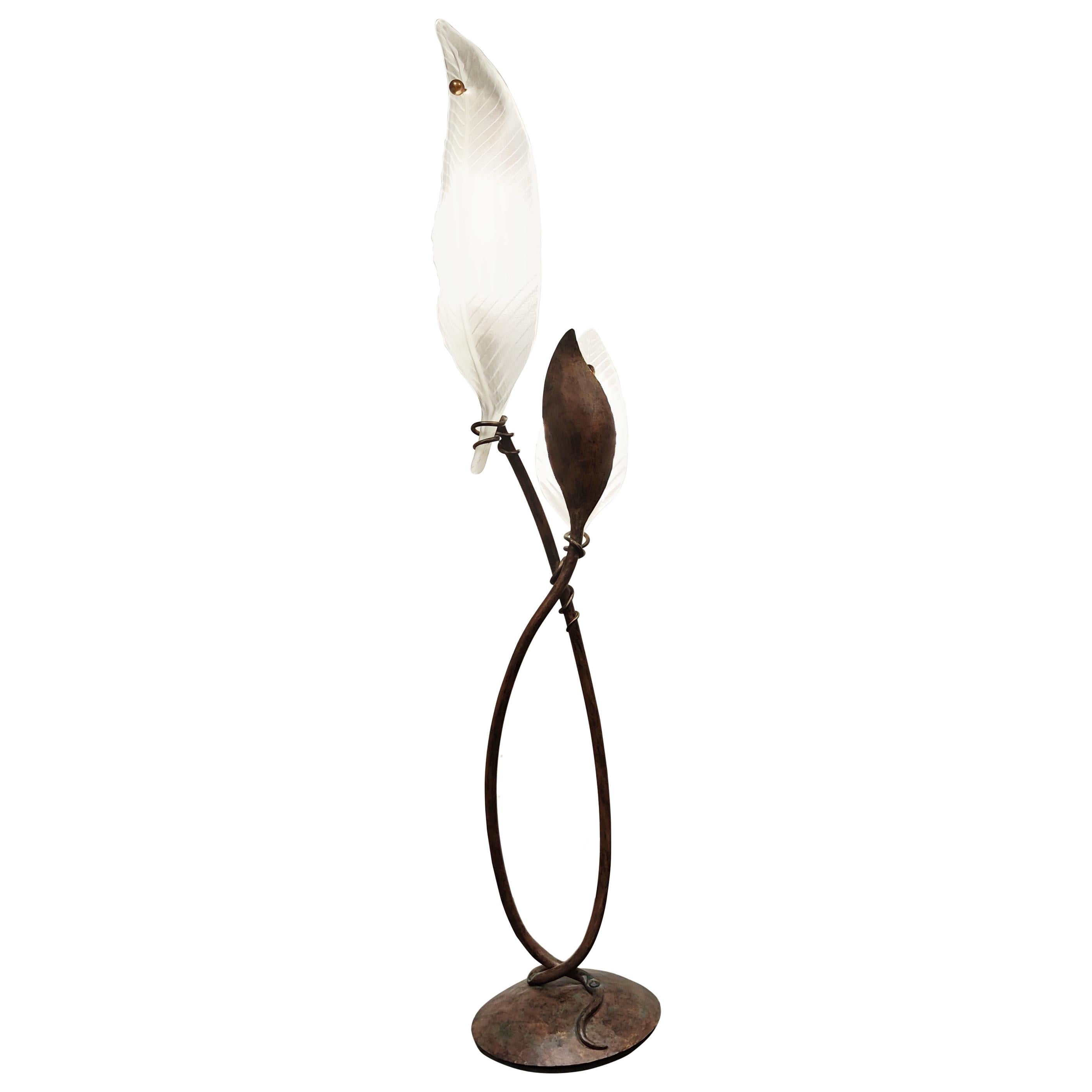 Murano Glass Leaf Floor Lamp, 1980s For Sale