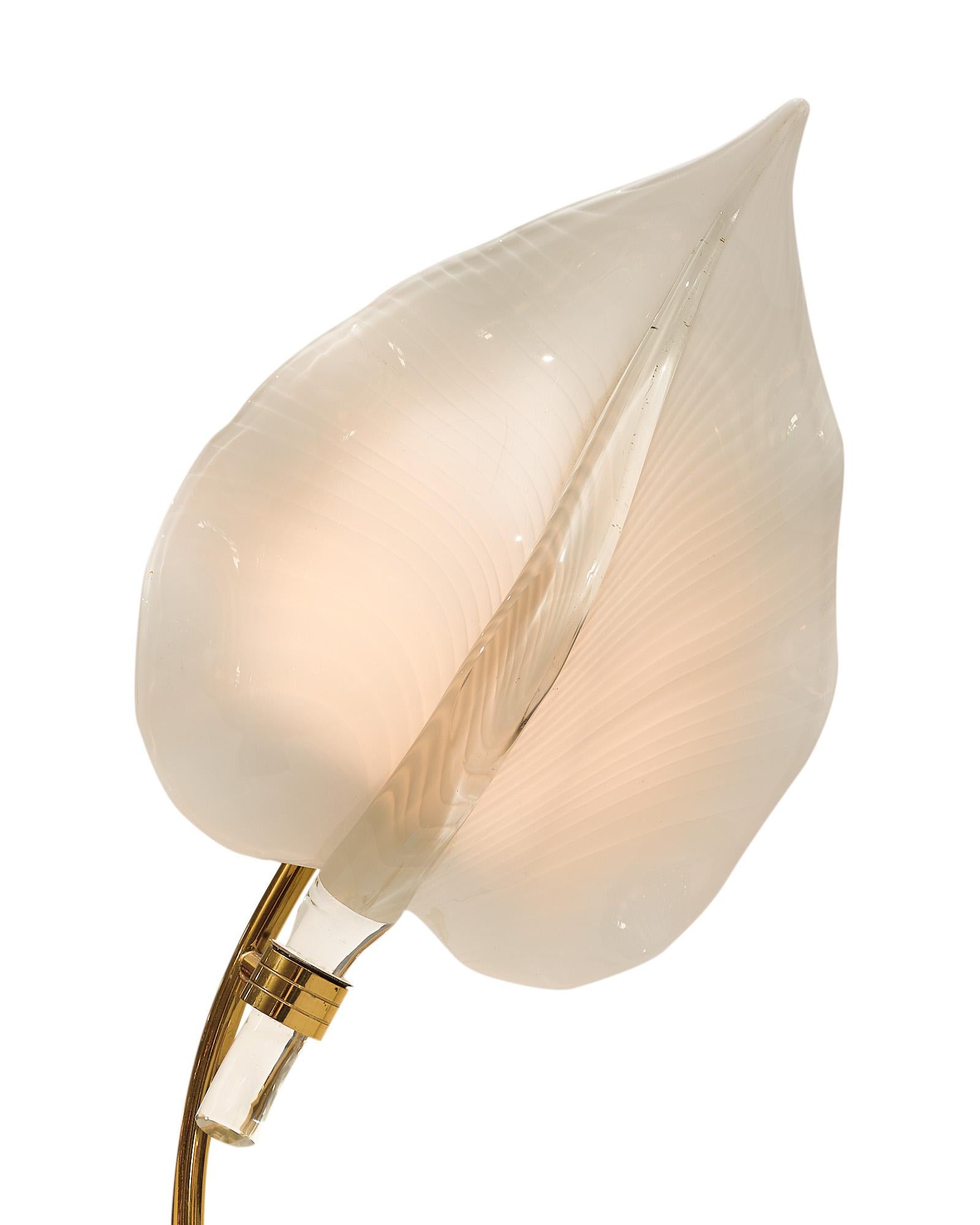 Italian Murano Glass Leaf Floor Lamp For Sale