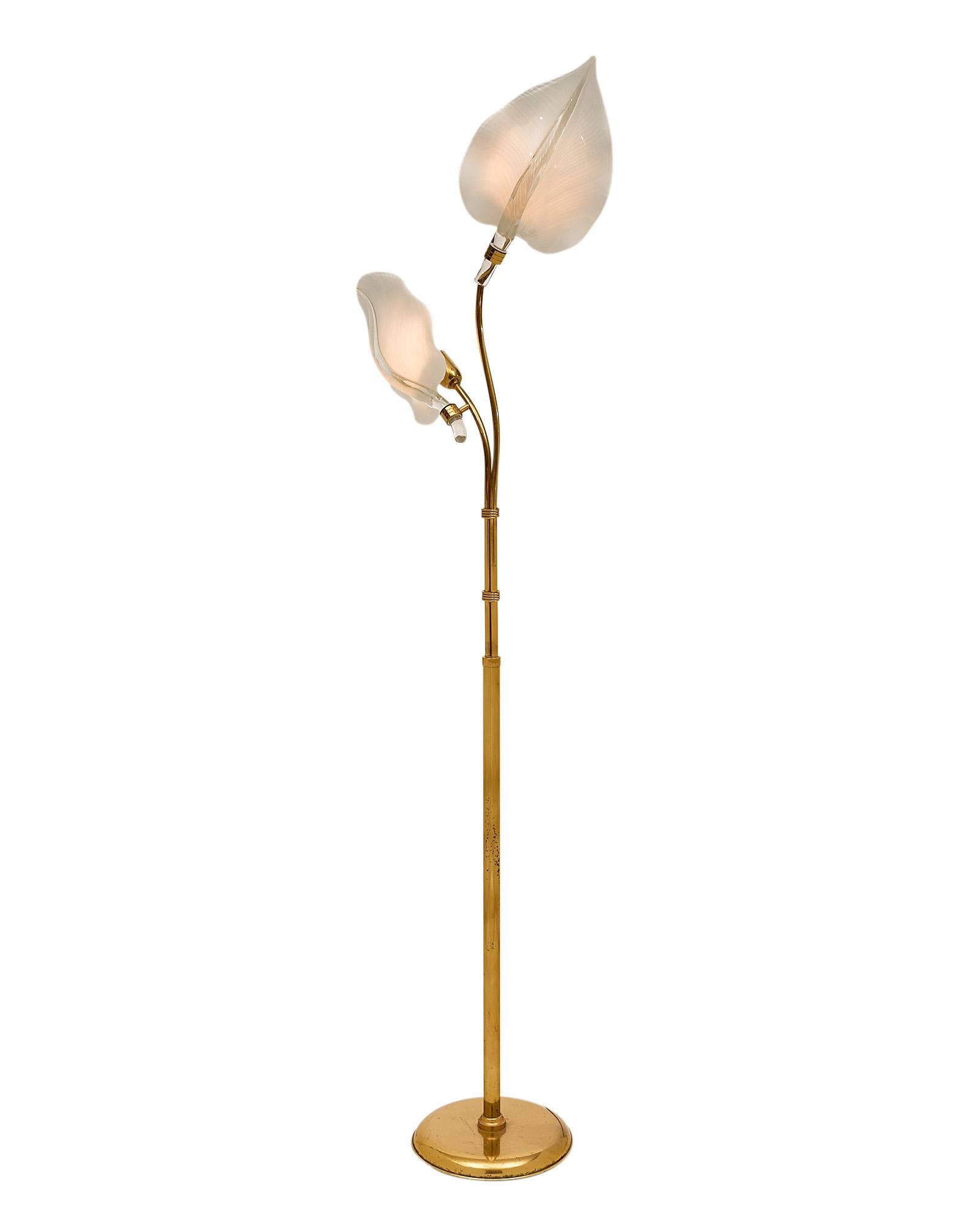 Late 20th Century Murano Glass Leaf Floor Lamp For Sale