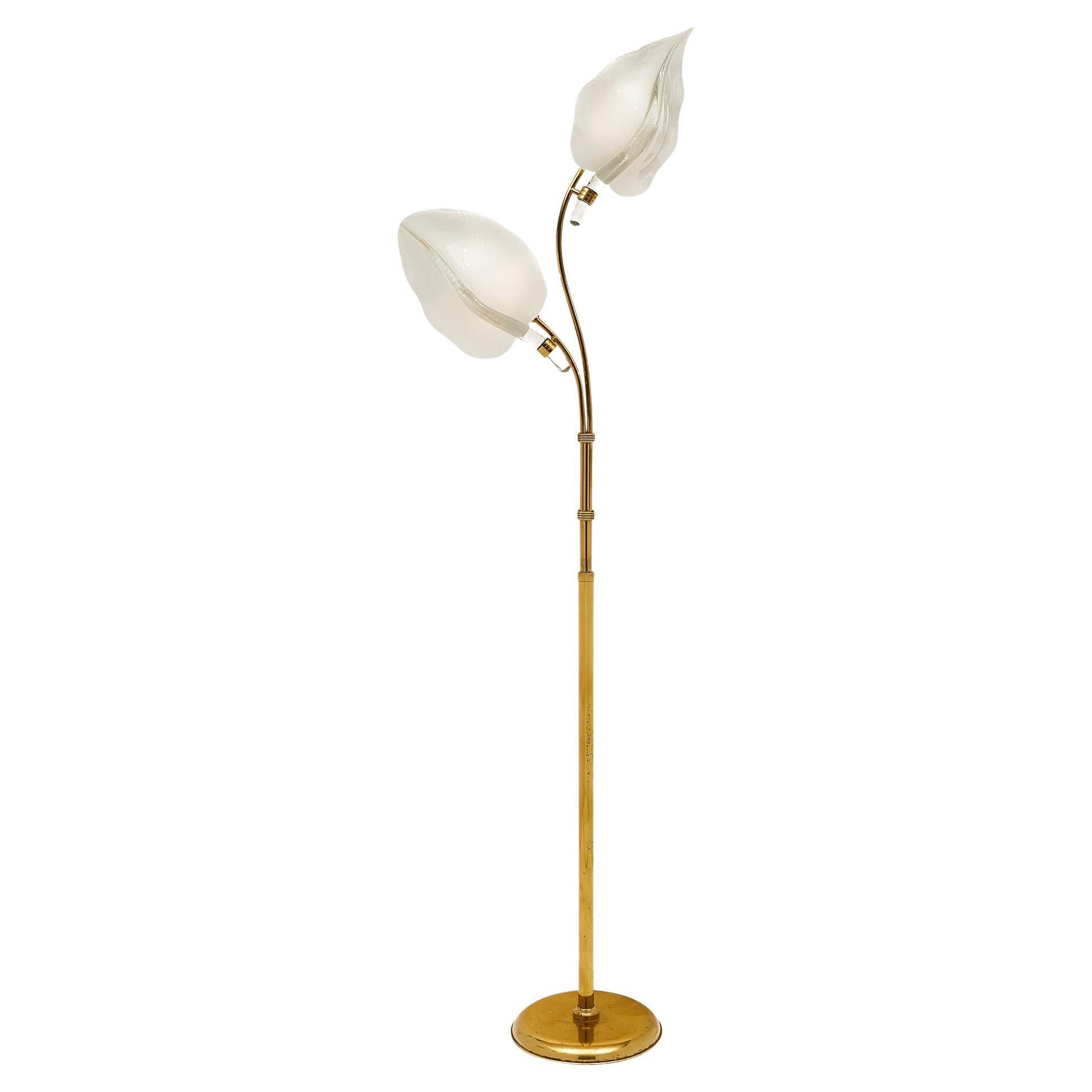 Murano Glass Leaf Floor Lamp For Sale