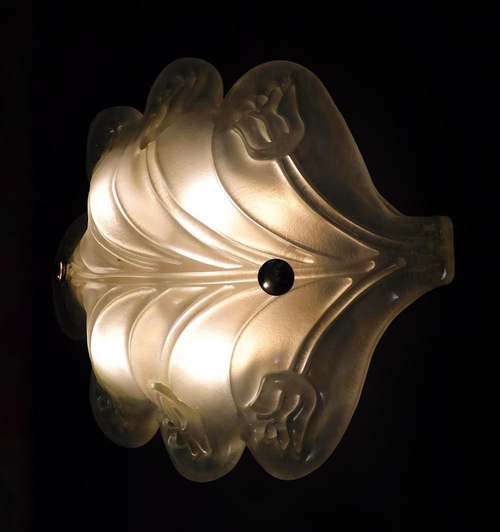 Verre brun Plafonnier / applique à feuilles de verre Murano en vente