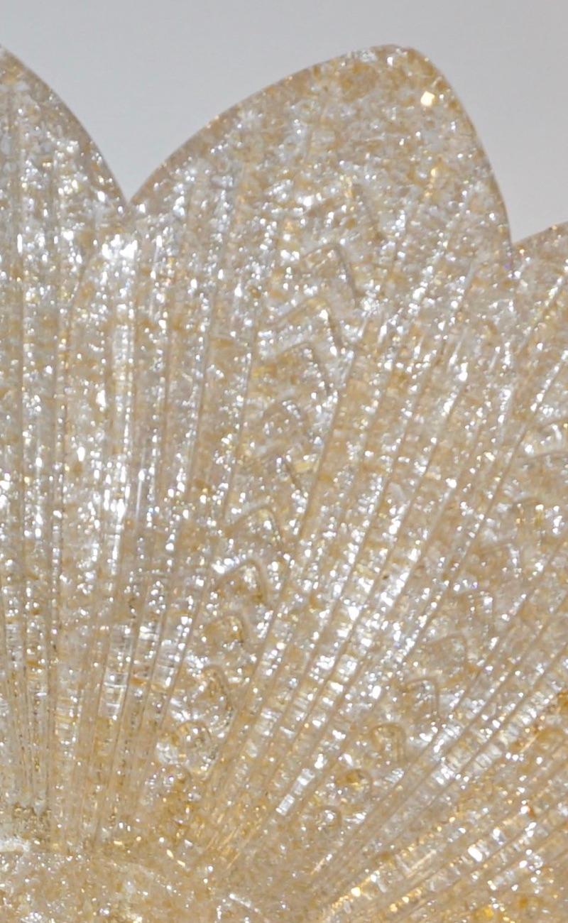 Murano Glas Blatt für italienische Gold texturierte Blume Blatt Flush Mount (Italienisch) im Angebot