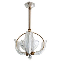 Blattförmige Muranoglas-Anhänger von Ercole Barovier:: Italien:: 1930-1939