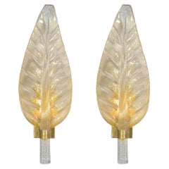 Appliques a foglia in vetro di Murano nello stile di Barovier&Toso