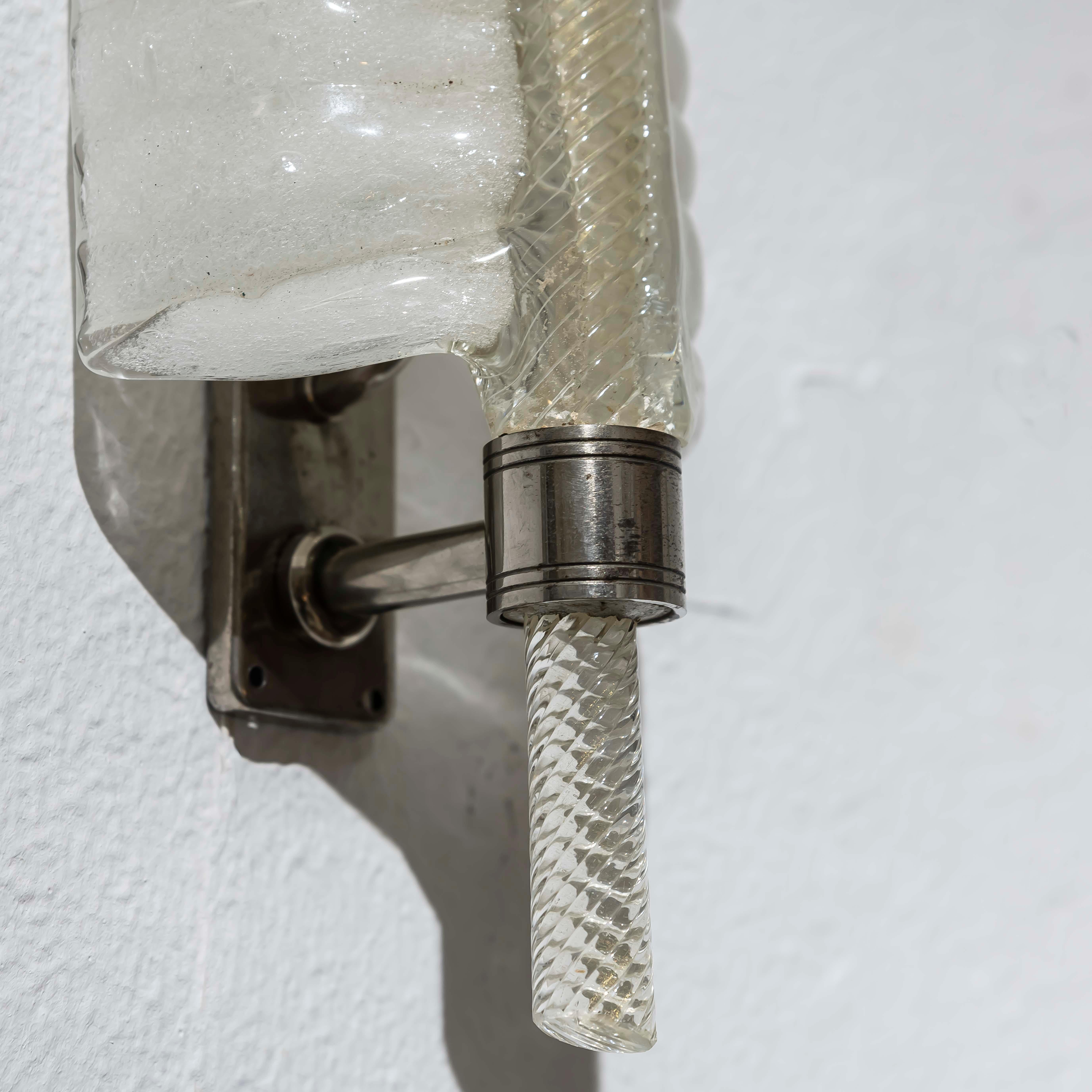Aplique de hoja de cristal de Murano por André Arbus Años 50 en venta 3