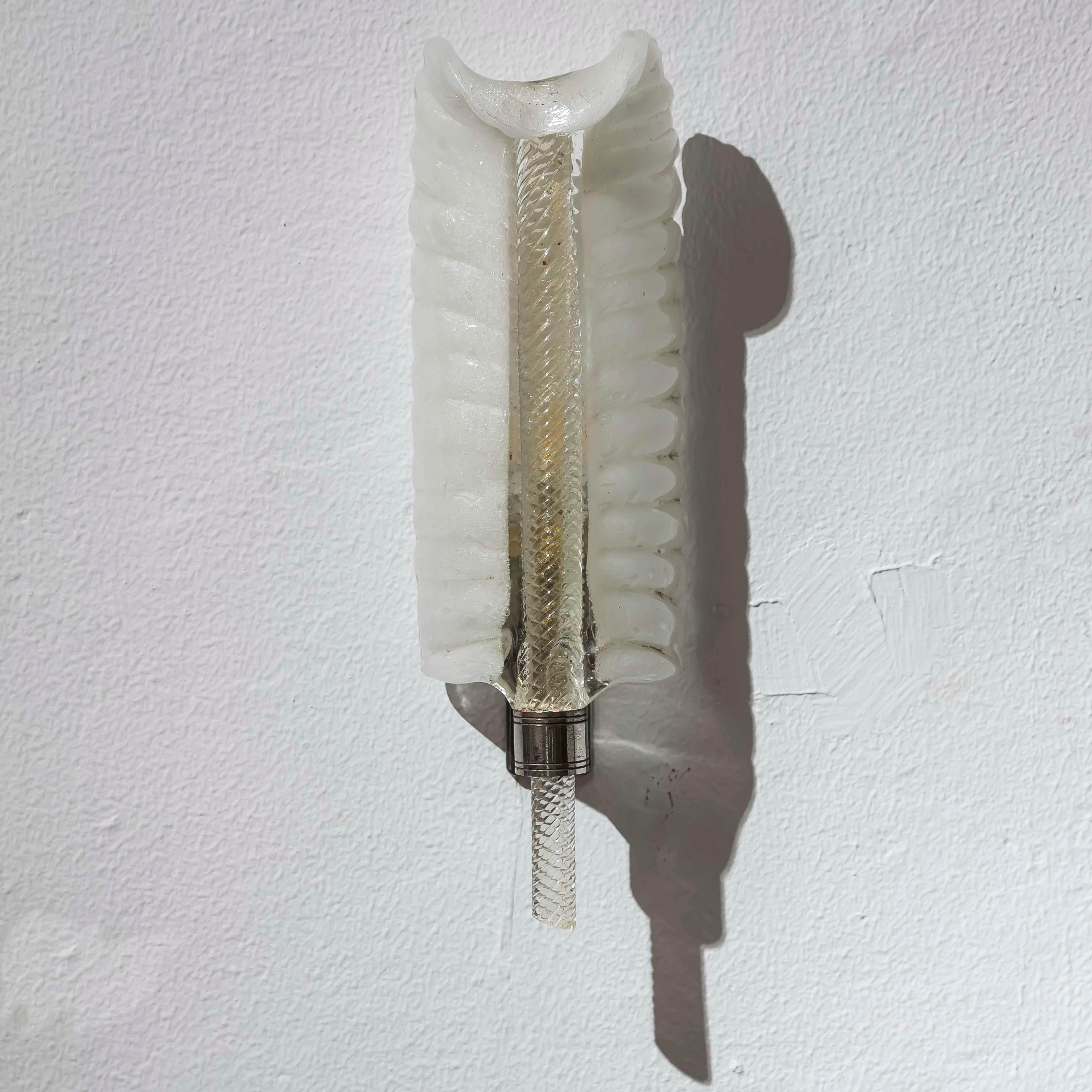 Aplique de hoja de cristal de Murano por André Arbus Años 50 en venta 4