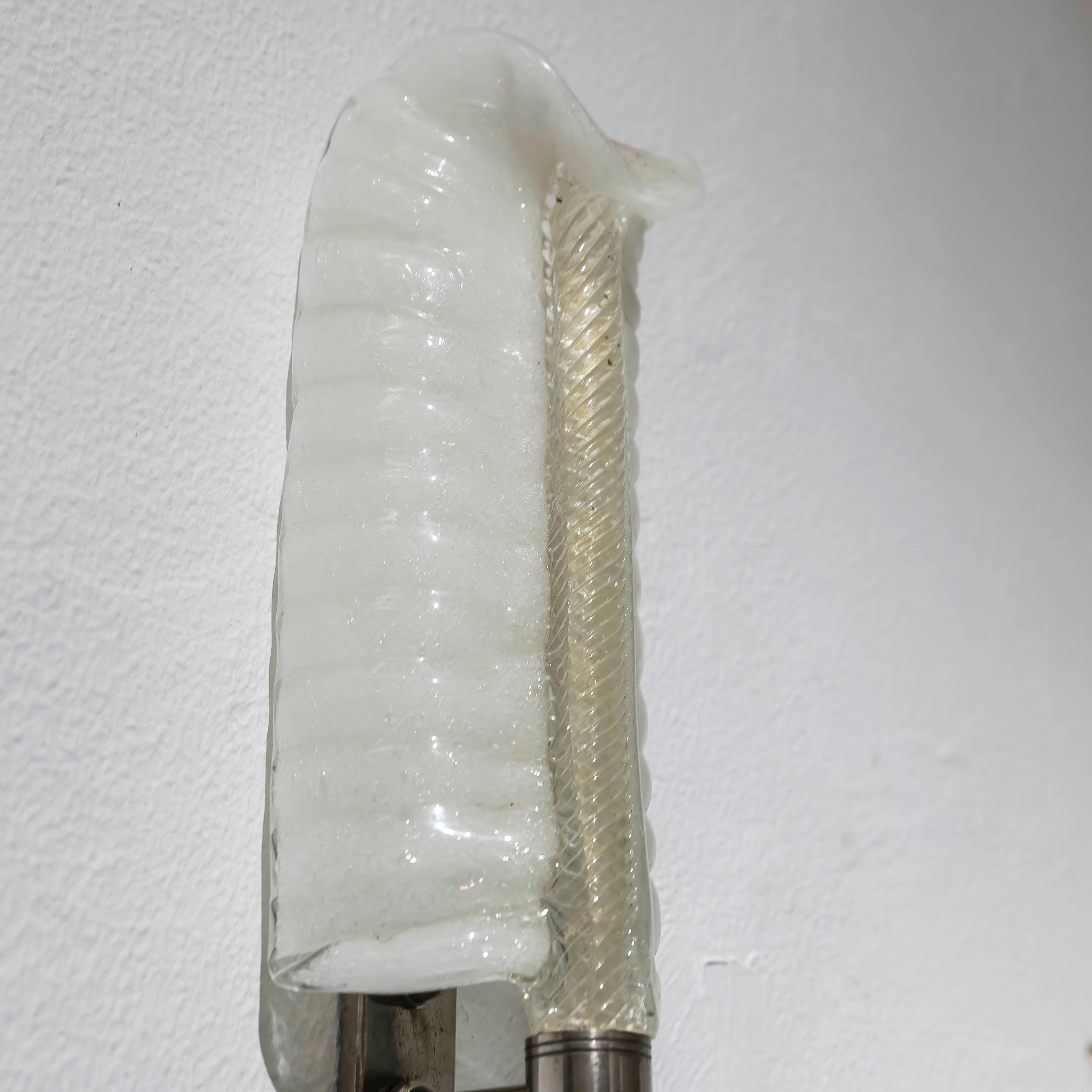 Aplique de hoja de cristal de Murano por André Arbus Años 50 en venta 5
