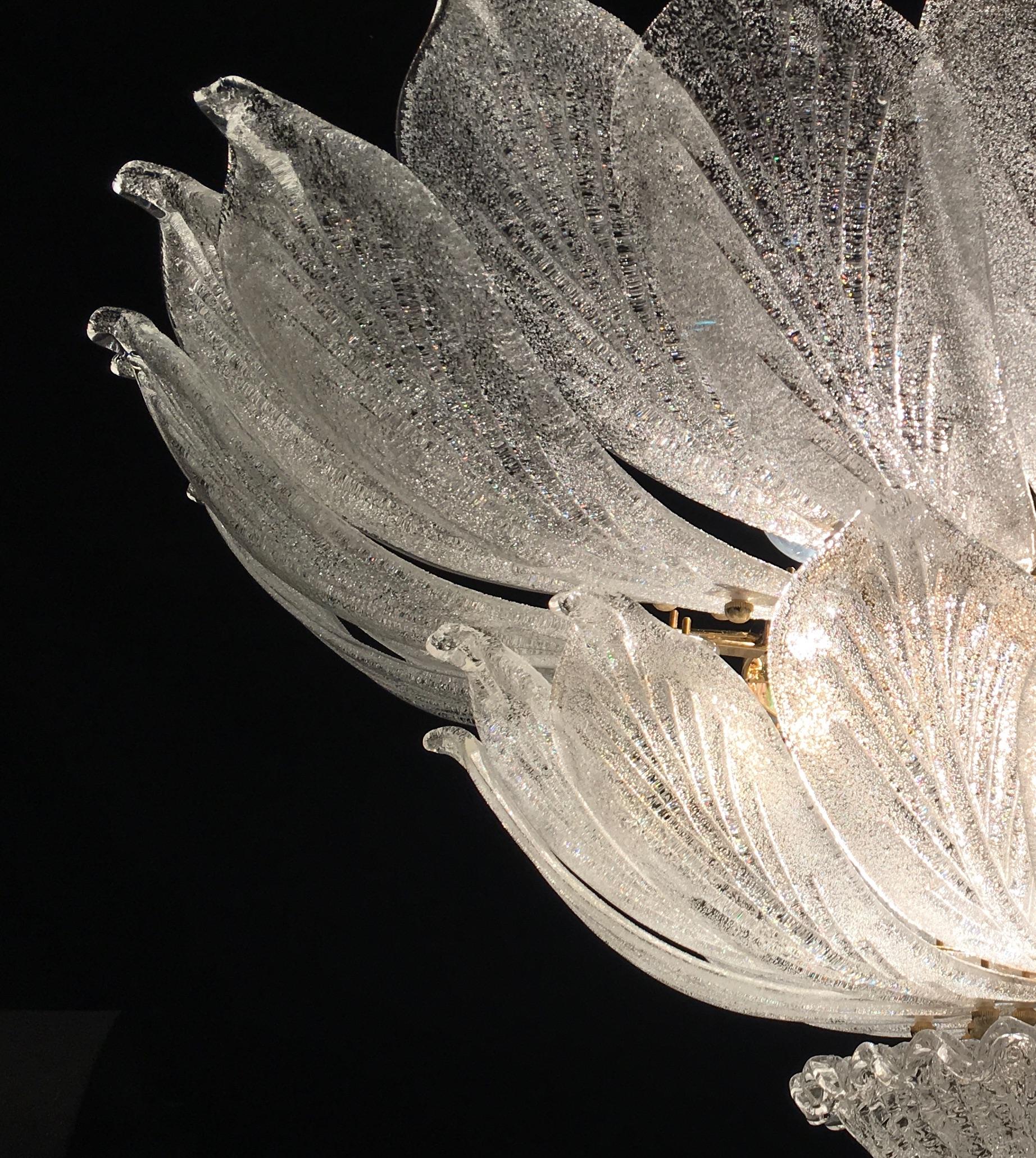 Murano Glass Leave Ceiling Light Chandelier For Sale 7