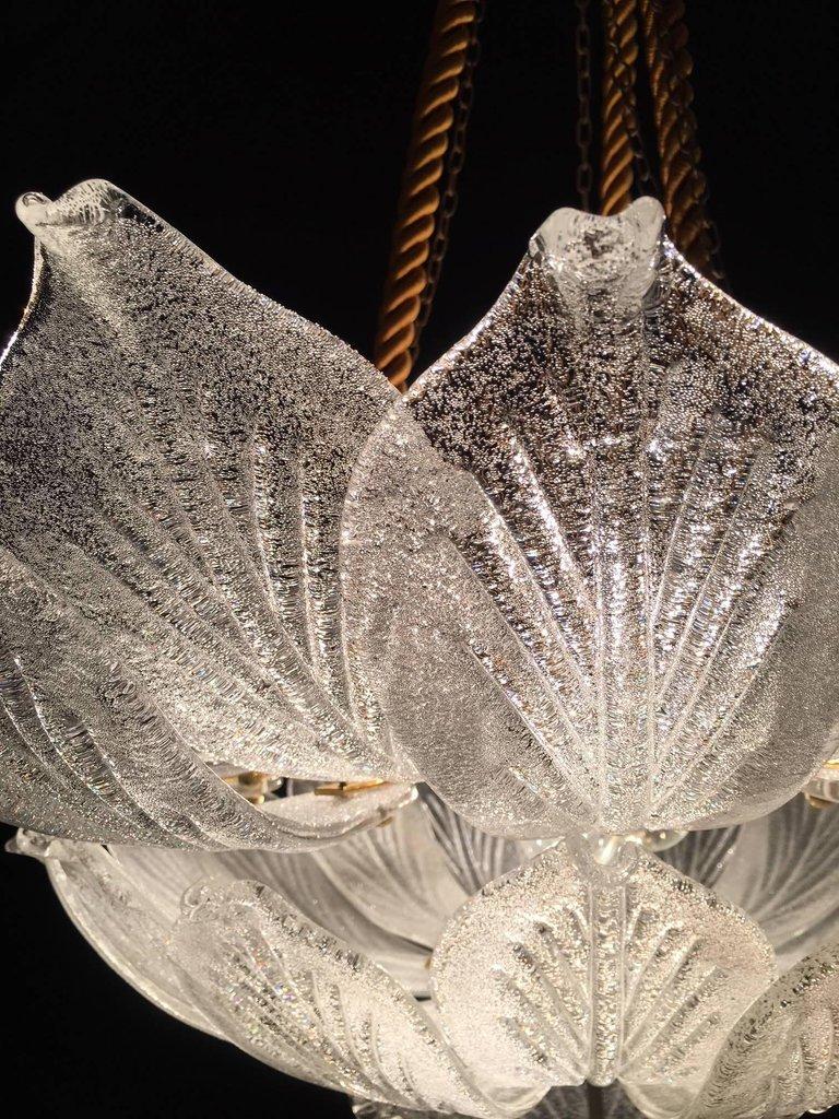 20th Century Murano Glass Leave Ceiling Light Chandelier