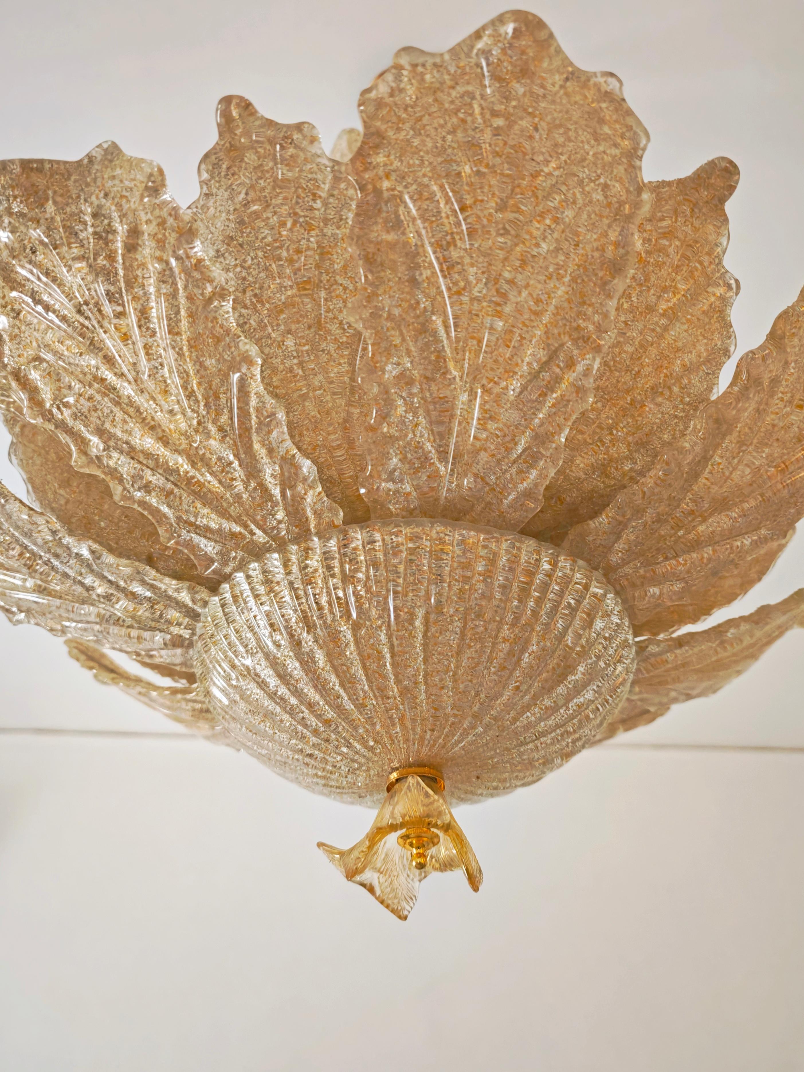 Araña de hojas de cristal de Murano Producción de los años 70/80 Italia Moderna de mediados de siglo en Bueno estado para la venta en Palermo, IT