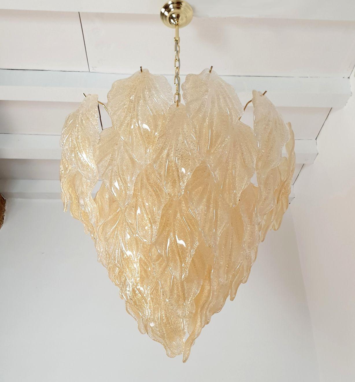 Italian Murano glass leaves chandelier - Italy