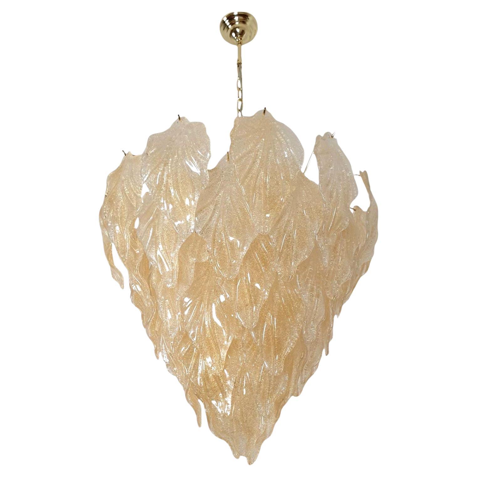 Murano glass leaves chandelier - Italy