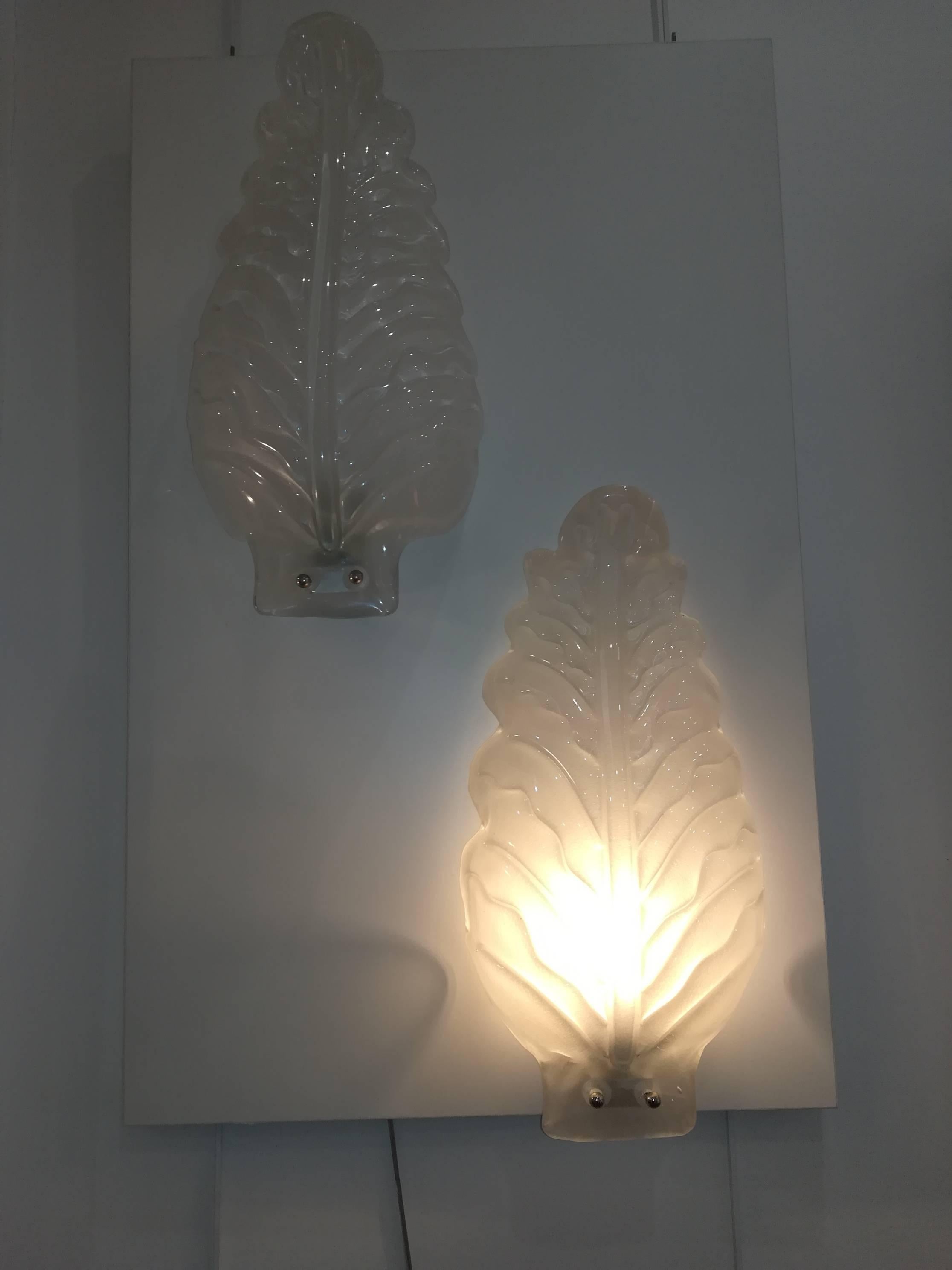 Murano Glass Leaves Sconces In Excellent Condition In Saint-Ouen, FR