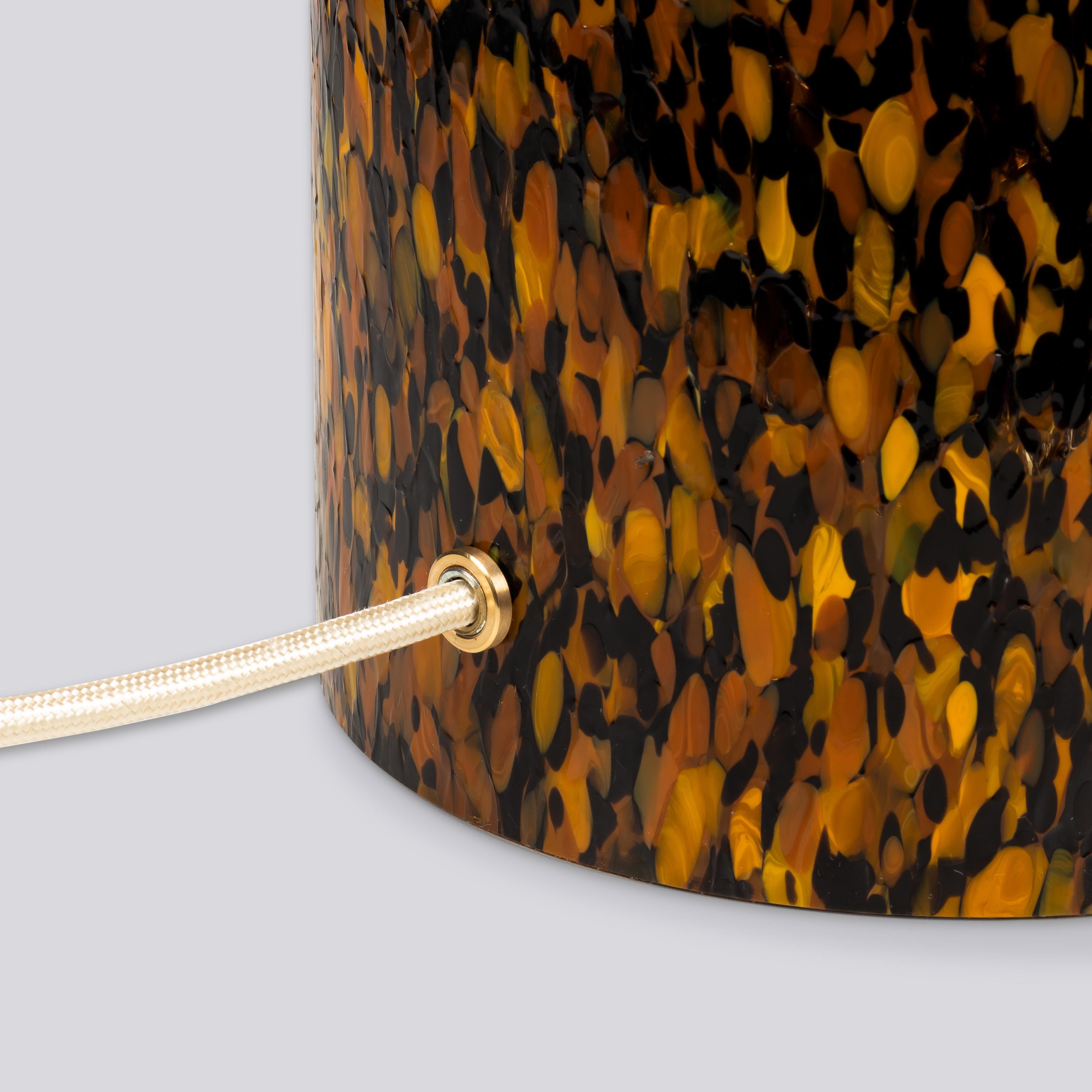italien Lampe pilier Leopardo en verre de Murano avec abat-jour en corde/coton par Stories of Italy en vente