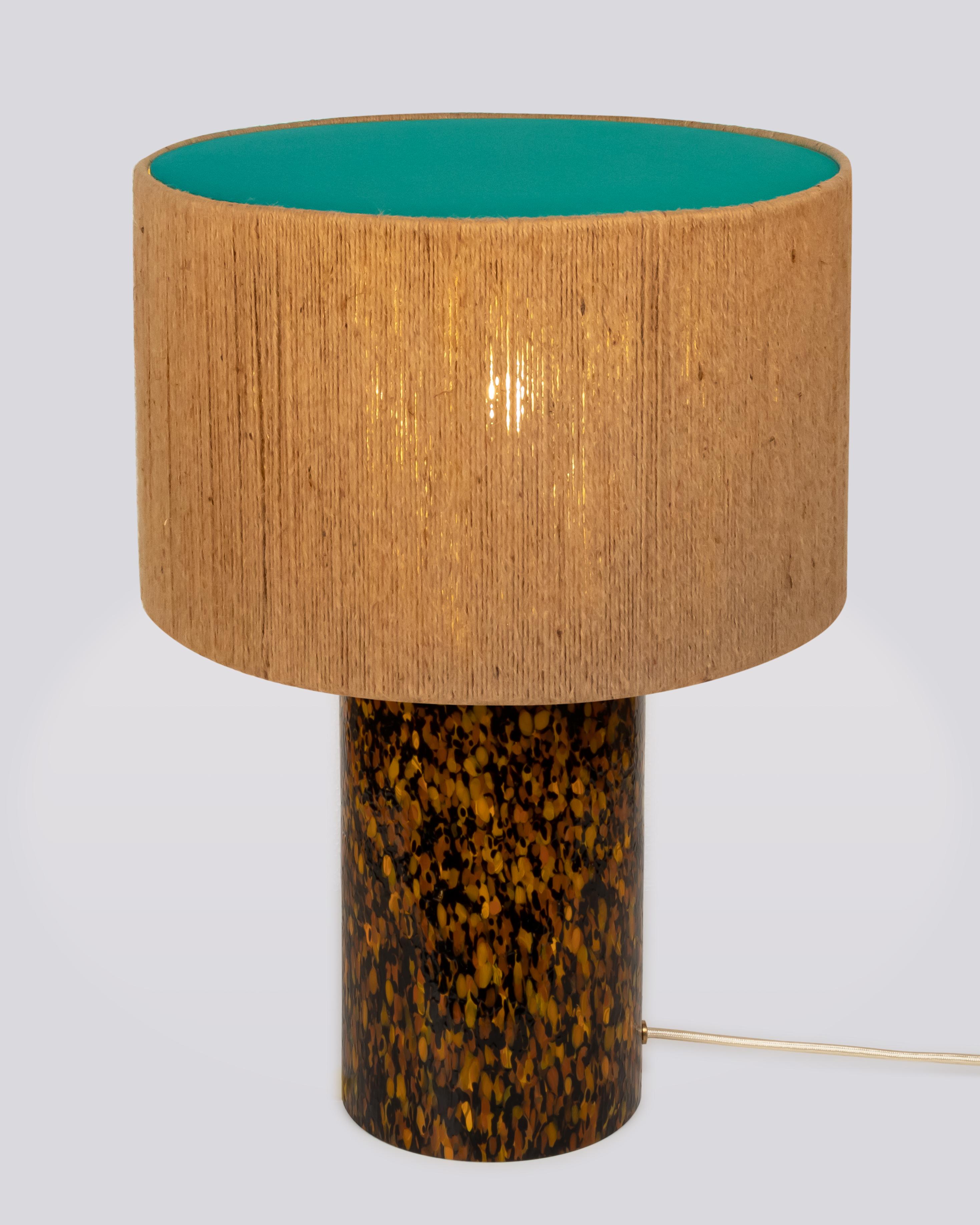 Murano Glas Leopardo Säule Lampe mit Seil / Baumwolle Lampenschirm von Stories Of Italy (Handgefertigt) im Angebot