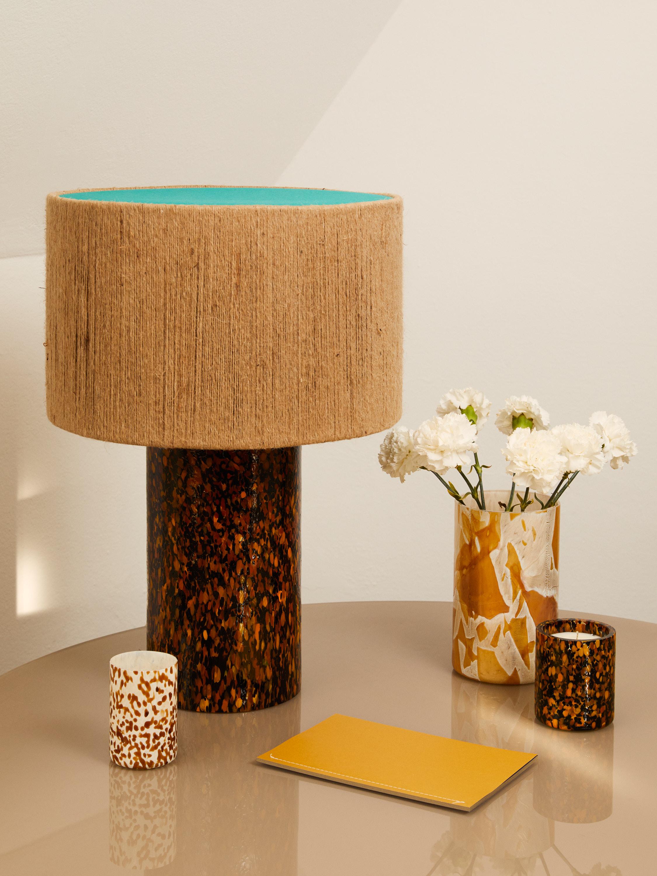 Murano Glass Leopardo Pillar Lamp with Rope/Cotton Lampshade by Stories of Italy In New Condition For Sale In Milano, IT