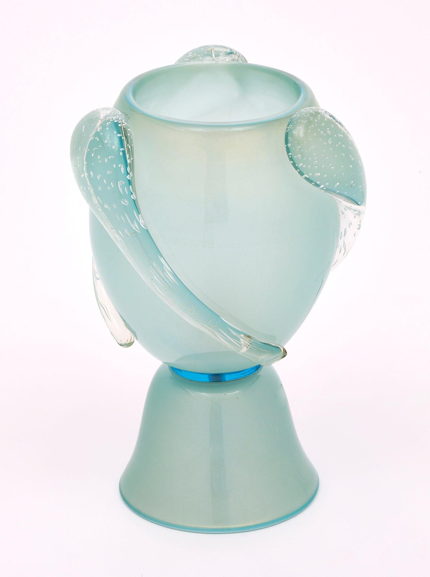 Modern Murano Glass Light Blue Urn Lamps For Sale