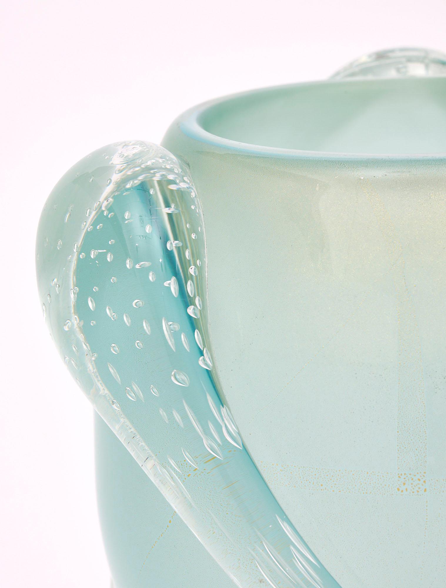 Murano Glass Light Blue Urn Lamps In Good Condition For Sale In Austin, TX