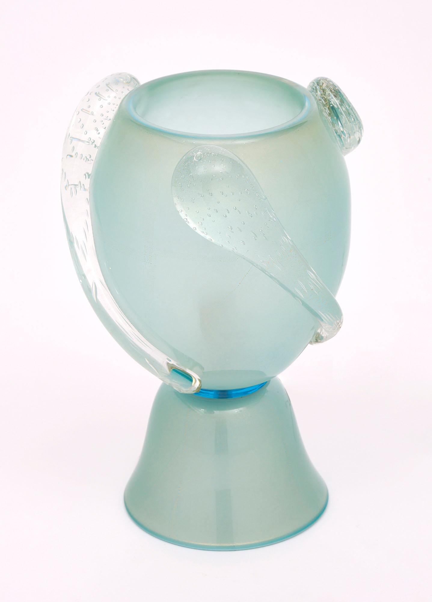 Contemporary Murano Glass Light Blue Urn Lamps For Sale