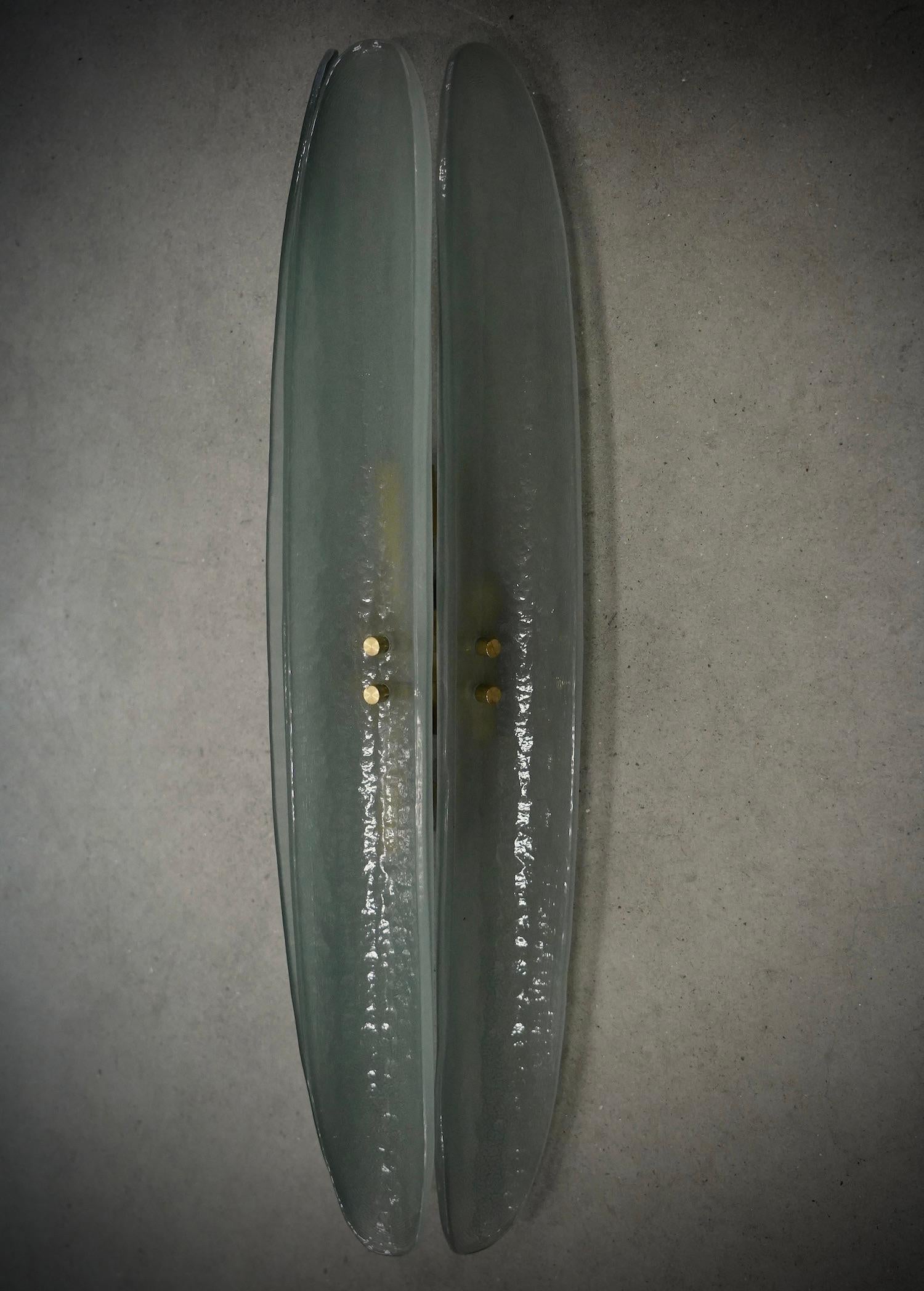 XXIe siècle et contemporain Appliques italiennes en verre de Murano de couleur vert clair, 2000 en vente
