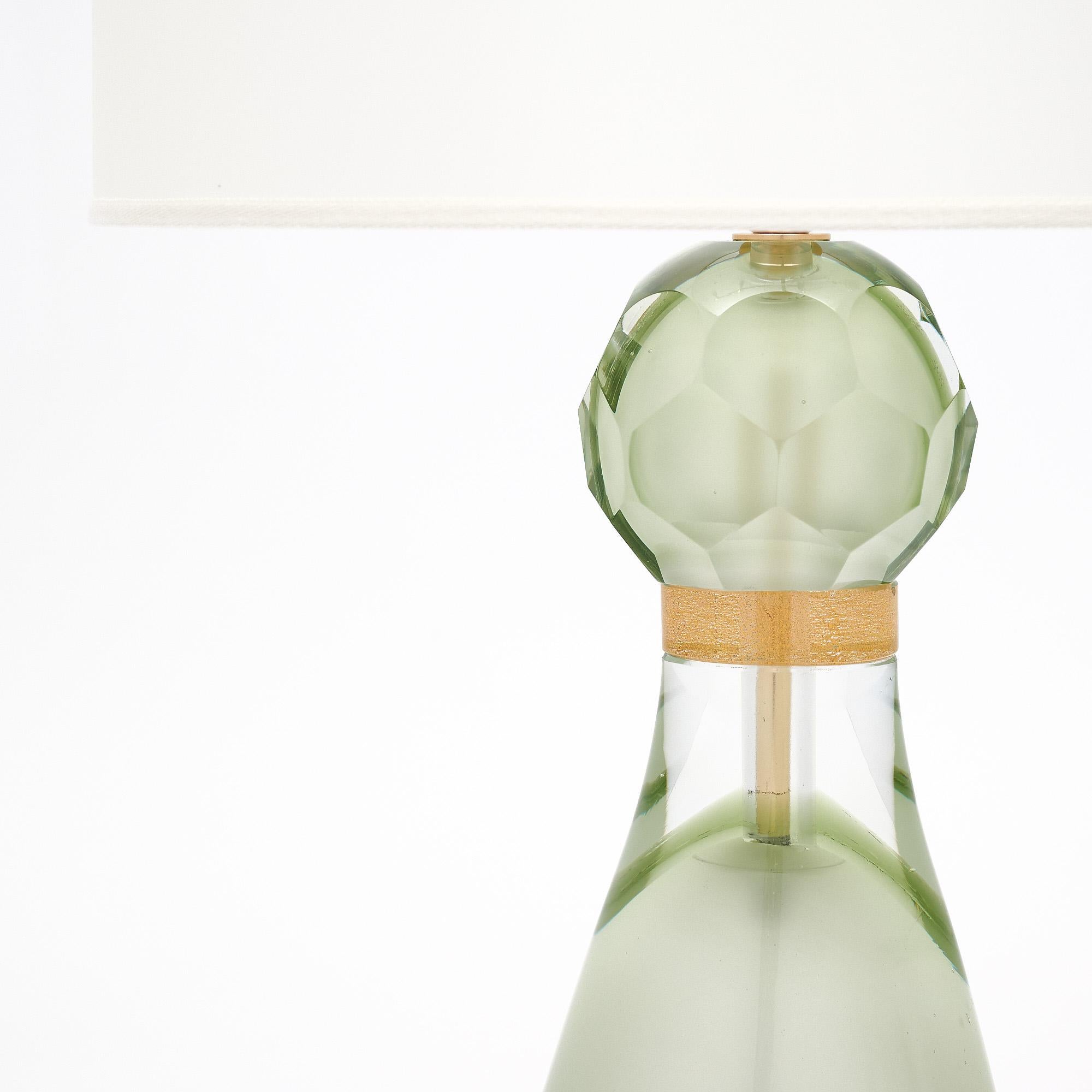 Modern Murano Glass Light Green Lamps For Sale