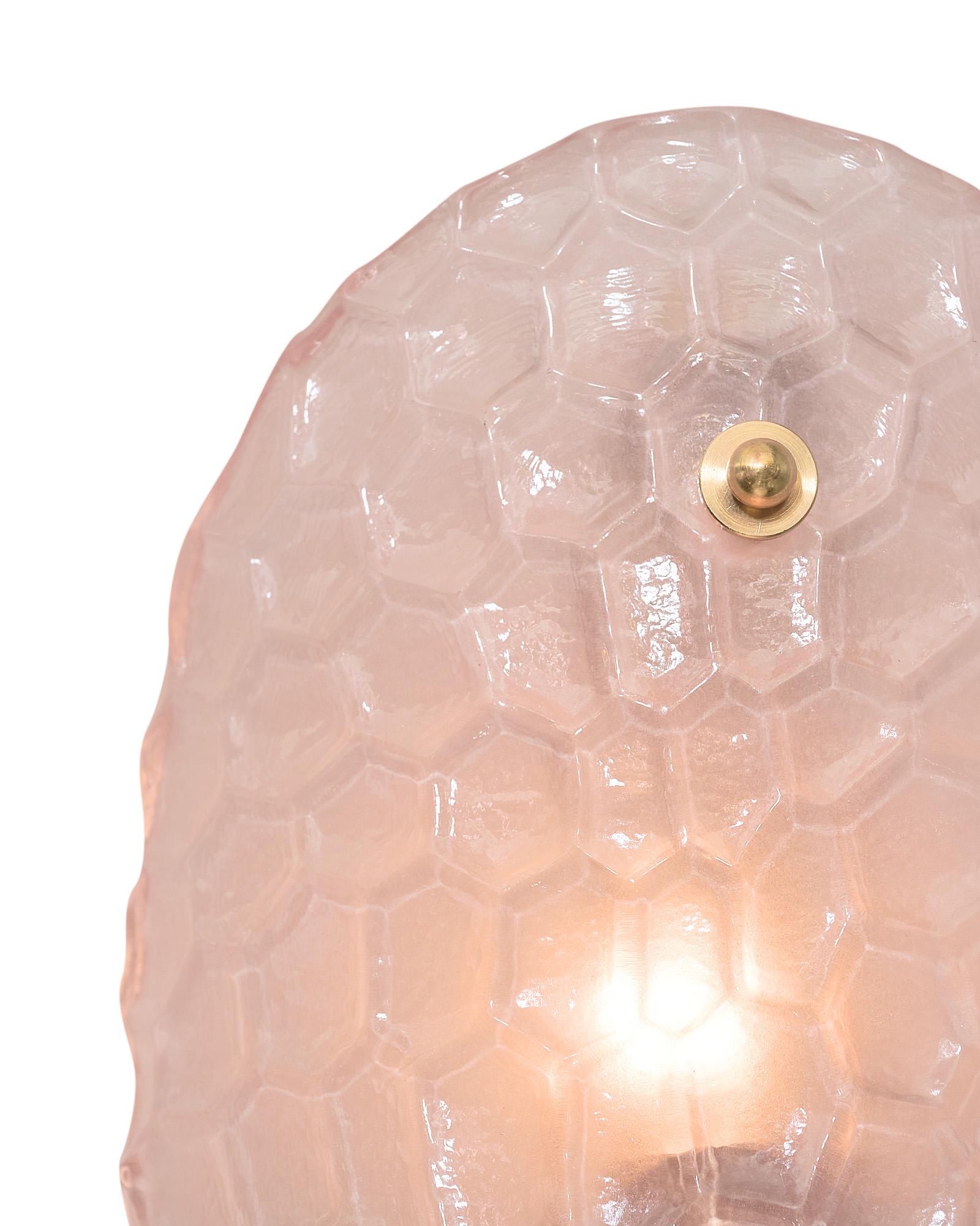 Apliques de cristal de Murano rosa claro Moderno de mediados de siglo en venta