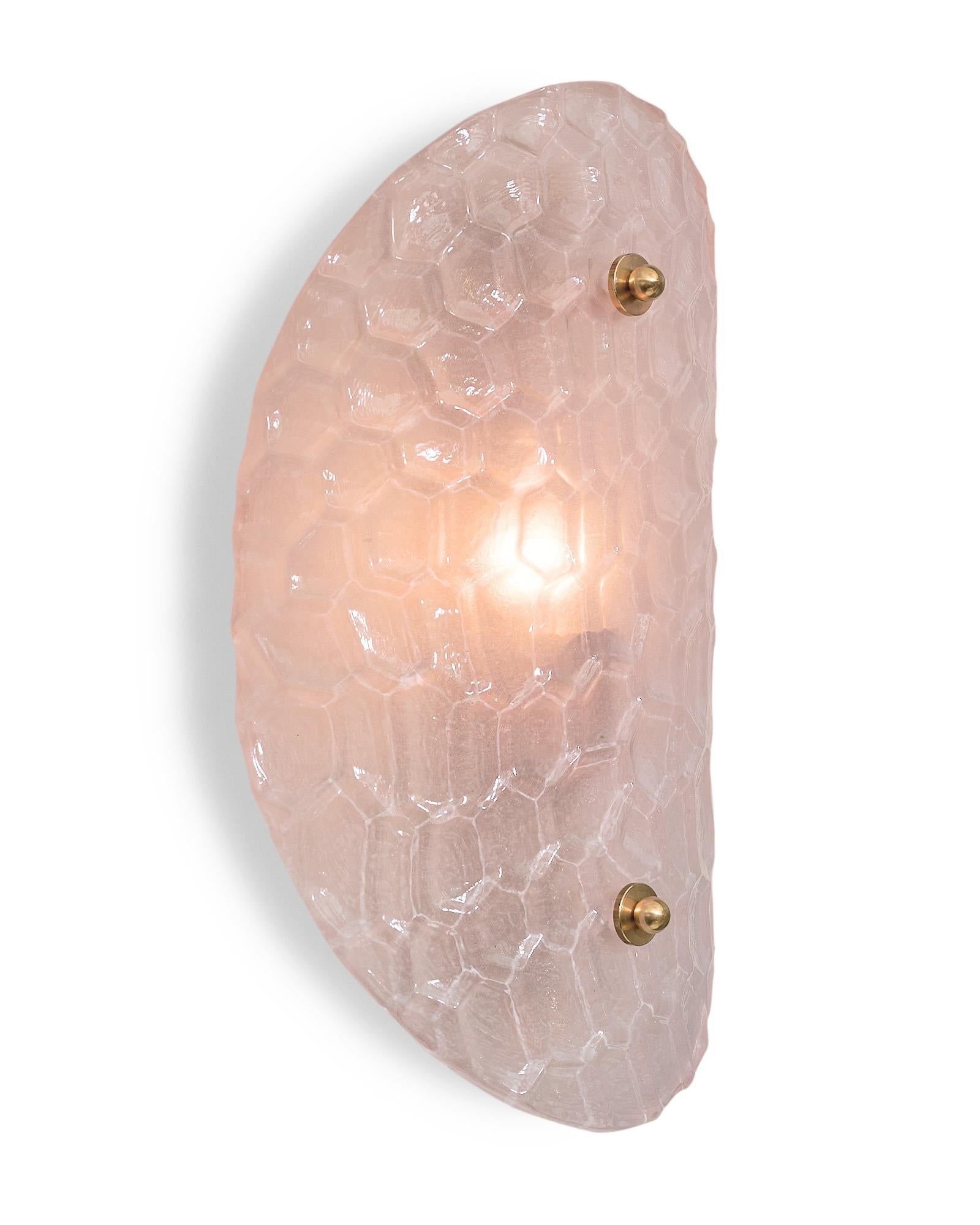 Apliques de cristal de Murano rosa claro Italiano en venta