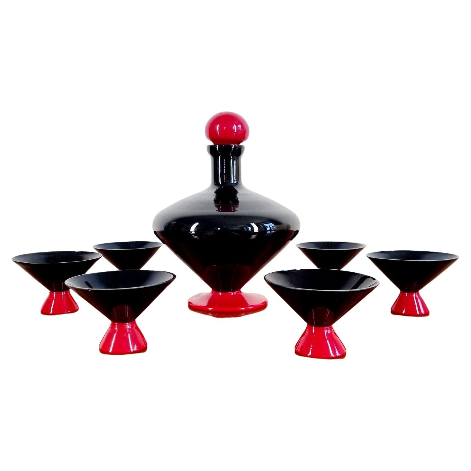 Murano Glass Liquore Set, Attributed Napoleone Martinuzzi for Venini, Italy 30s