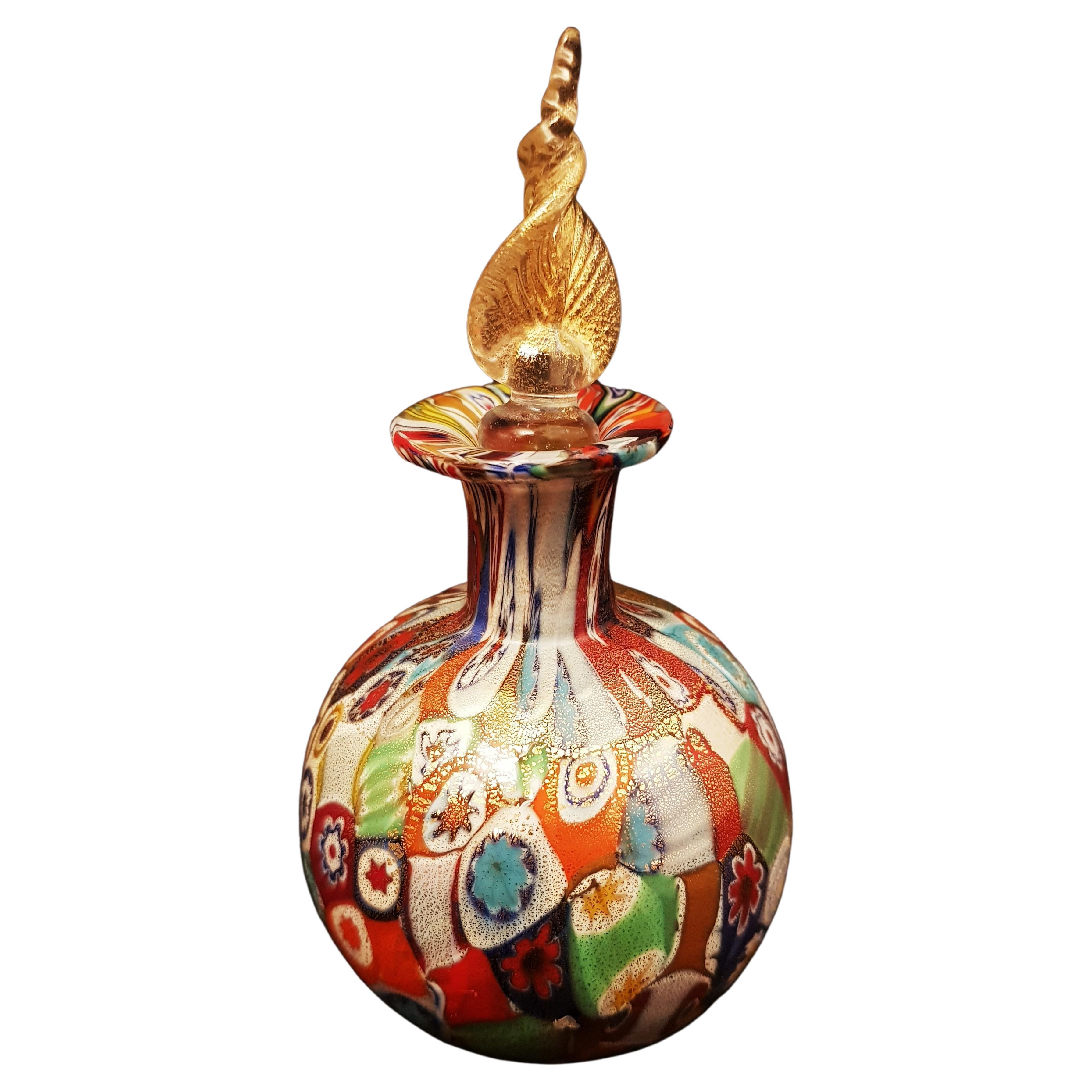 Murano glass Livio Campanella Perfume Bottle with gold leaf 