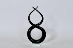 Murano Glass "Love Knot" Table Sculpture in Black, White & Clear Glass