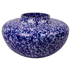 Vase Olla en verre de Murano bleu Macchia su Macchia et ivoire par Stories of Italy