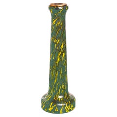 Murano Glass Macchia su Macchia Green & Yellow Candlestick by Stories of Italy