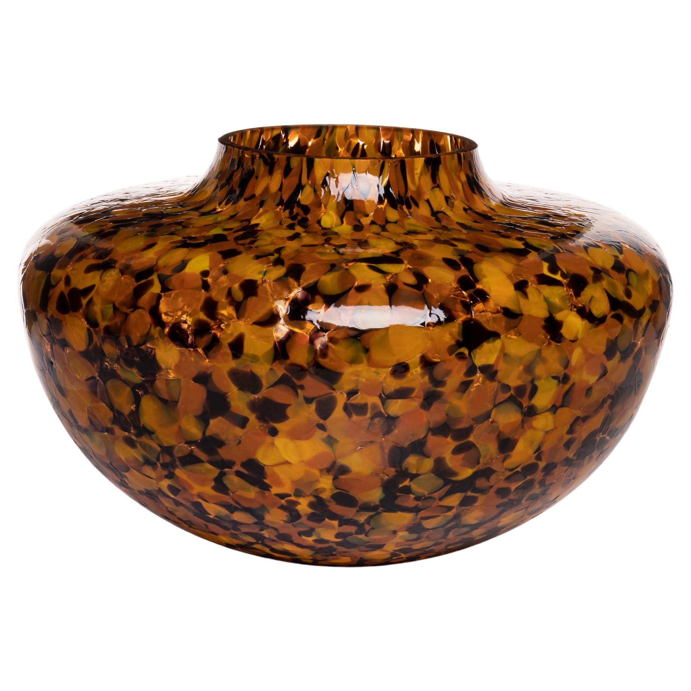 Murano Glass Macchia su Macchia Leopardo Olla Vase by Stories of Italy For Sale