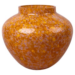 Grand vase en verre de Murano Macchia su Macchia moutarde et violet Olla