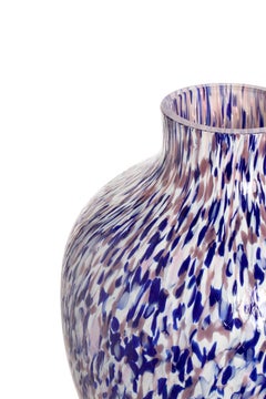 Murano Glass Macchia su Macchia Purple & Blue & Ivory Olla Vase Tall