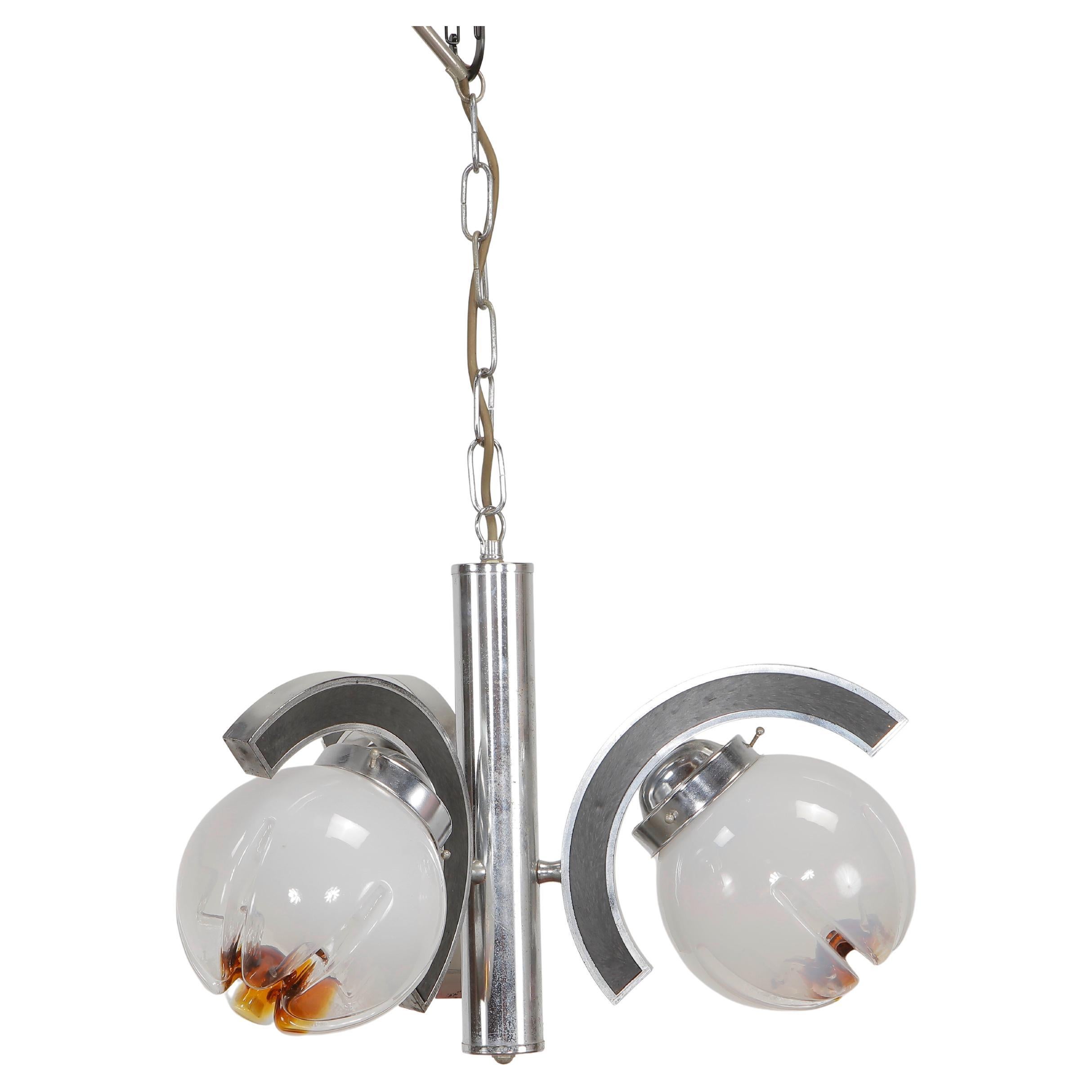 Murano Glass Mazzega Three-Branch Pendant Light, 1970s For Sale