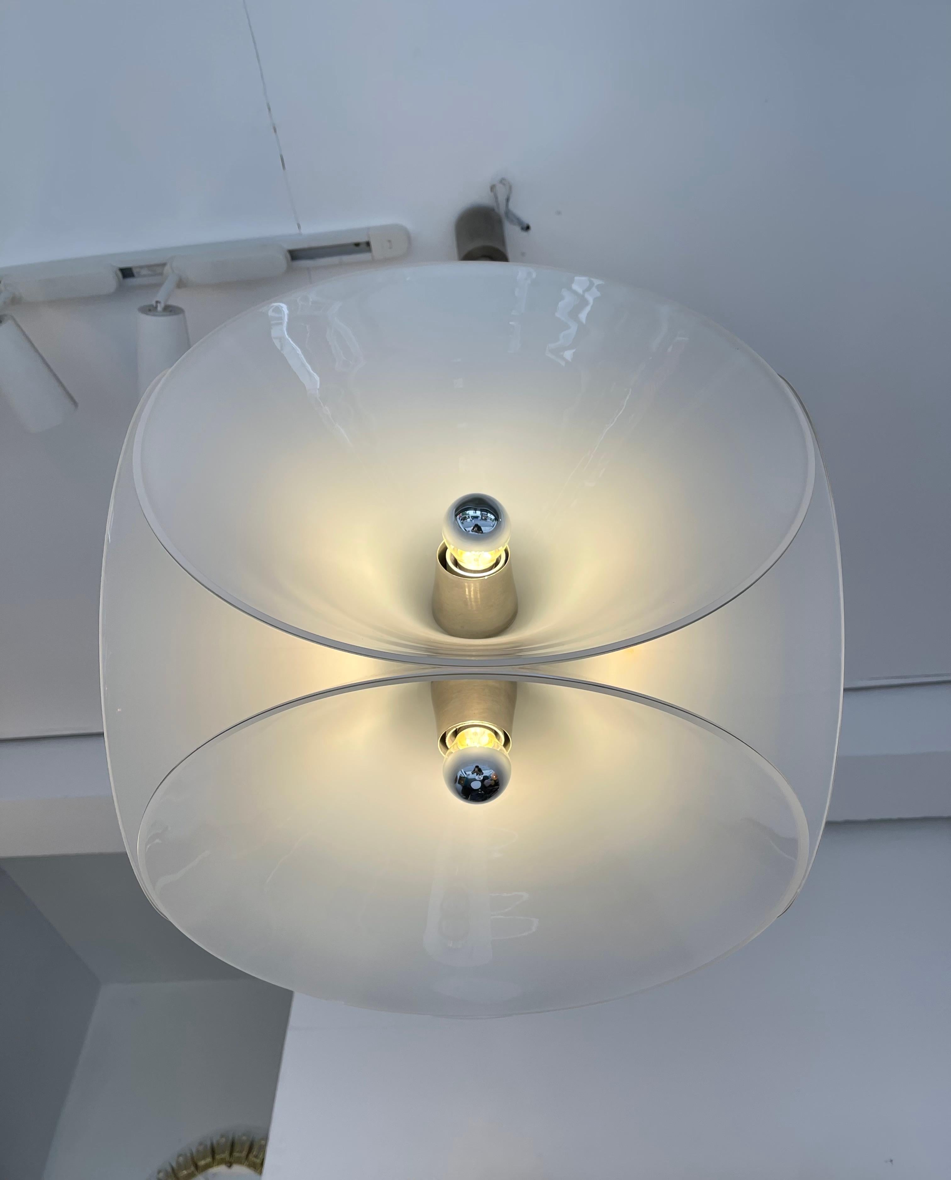 Italian Murano Glass Metal Pendant Light by Carlo Nason for Mazzega, Italy, 1970s