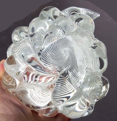 Murano Glass Mezza Filigrana Bowl Venetian Mid Century Modern