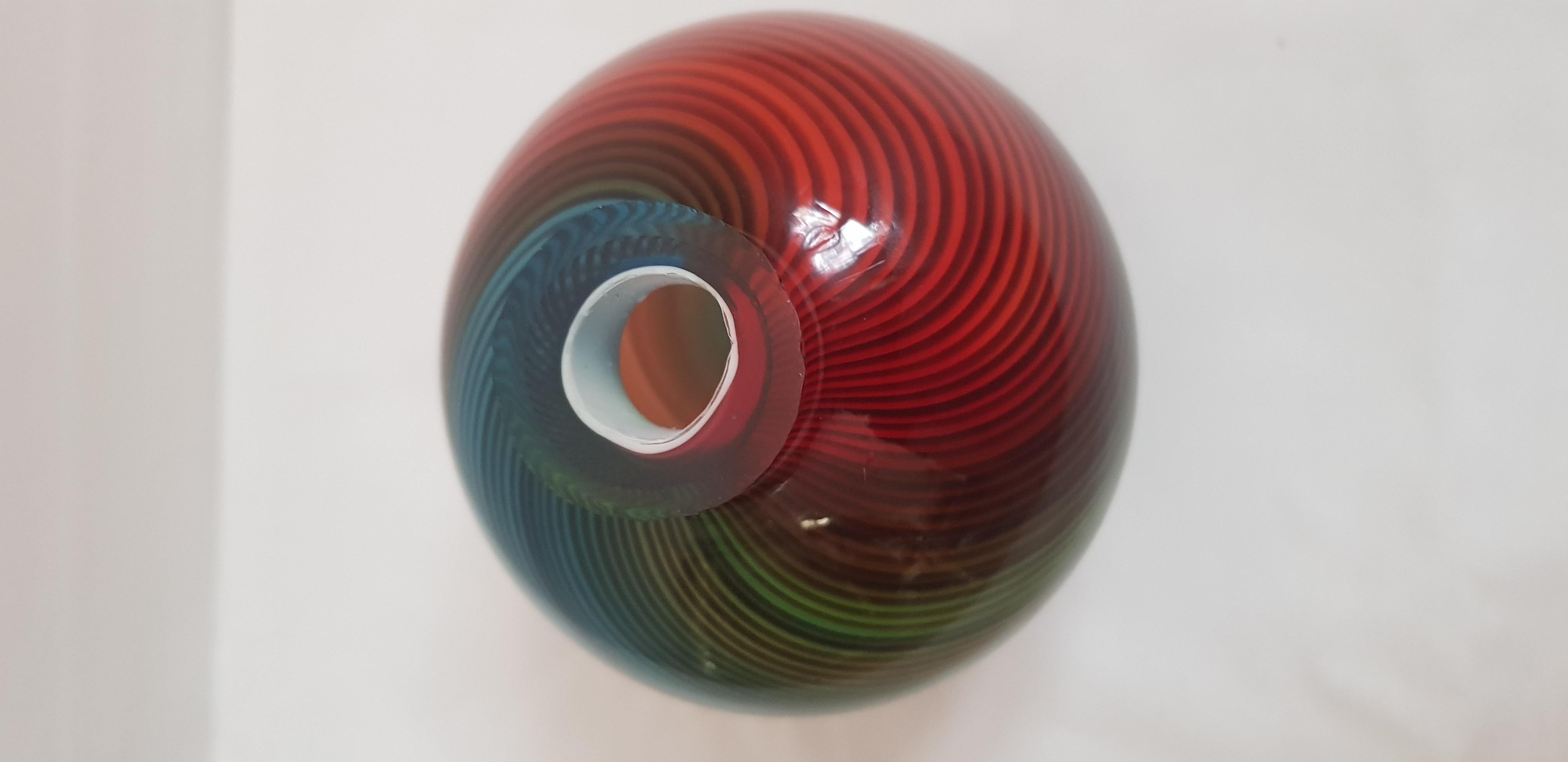 Italian Murano Glass Mezza Filligrana Decorative Vase by Dino Martens  For Sale