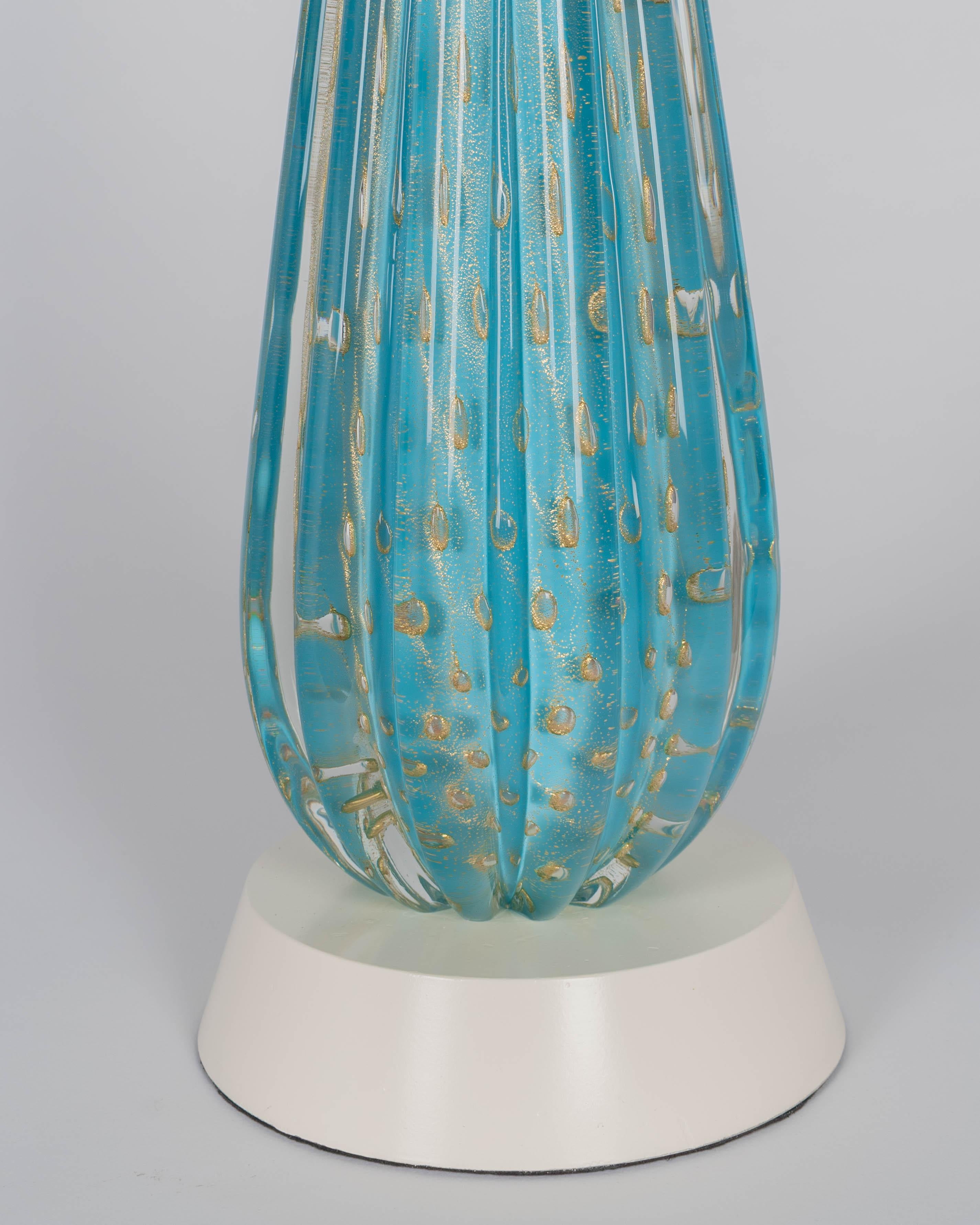 Lampe Barbini en verre de Murano bleu du milieu du siècle en vente 2