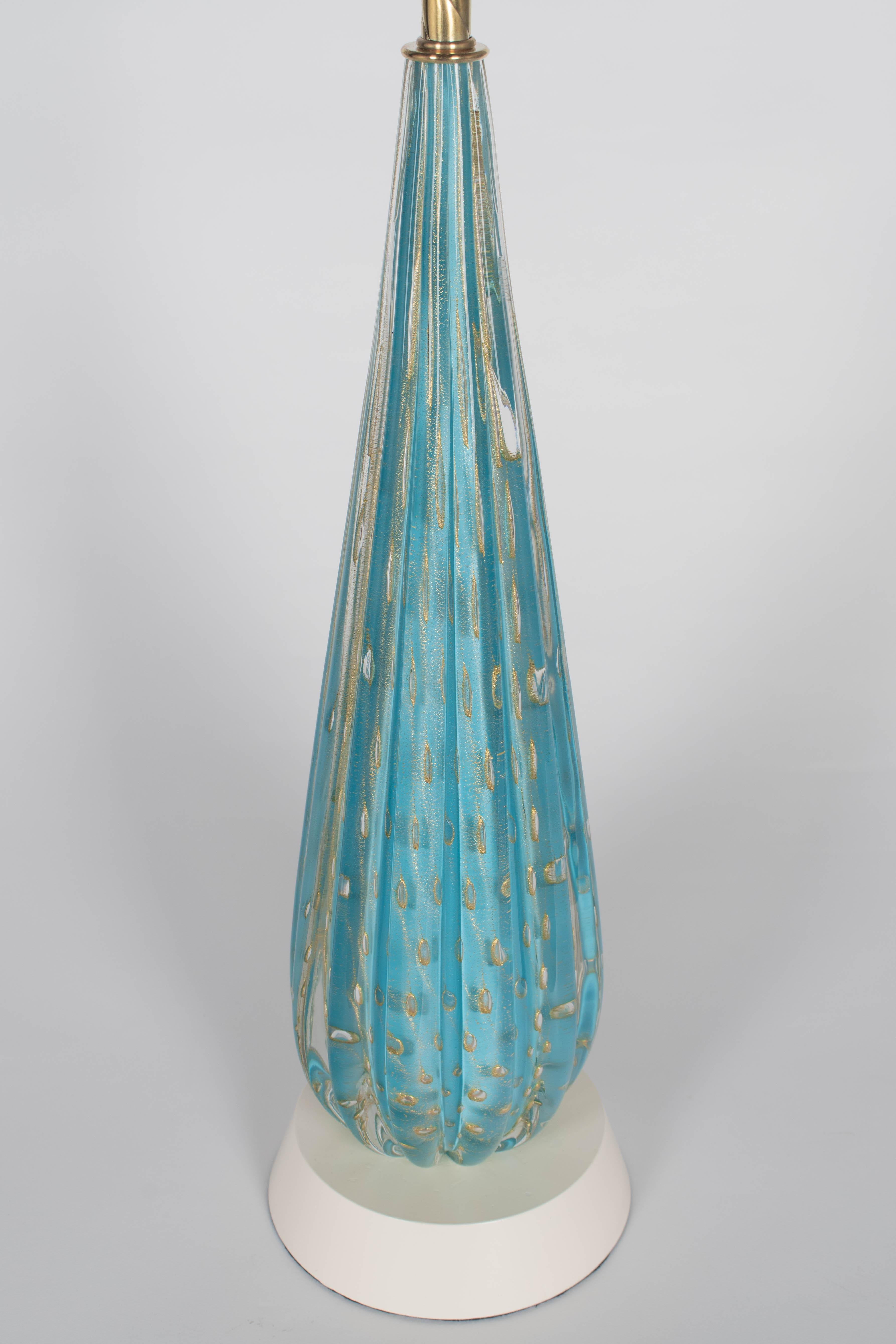 Lampe Barbini en verre de Murano bleu du milieu du siècle en vente 3