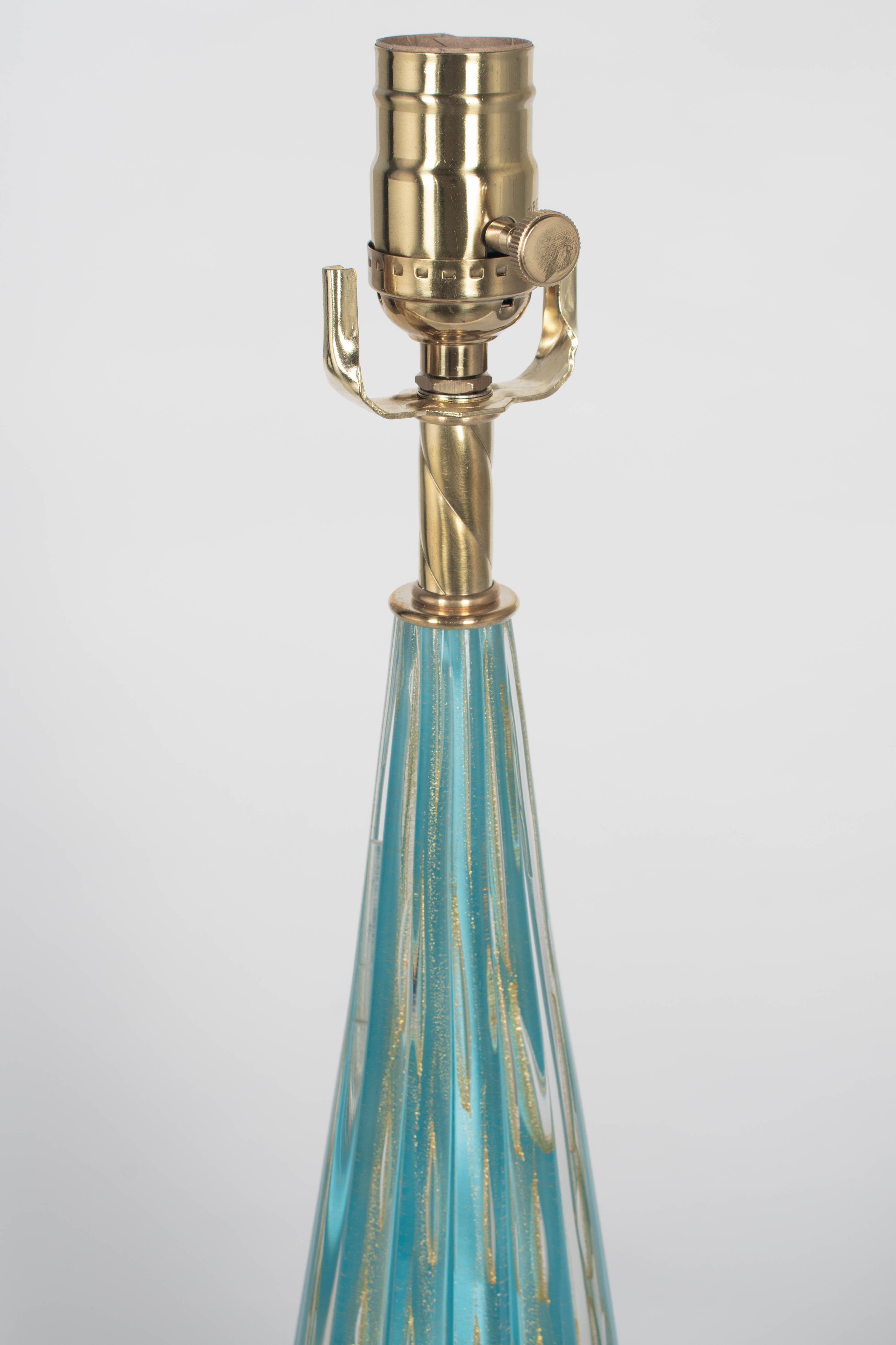 Lampe Barbini en verre de Murano bleu du milieu du siècle en vente 4