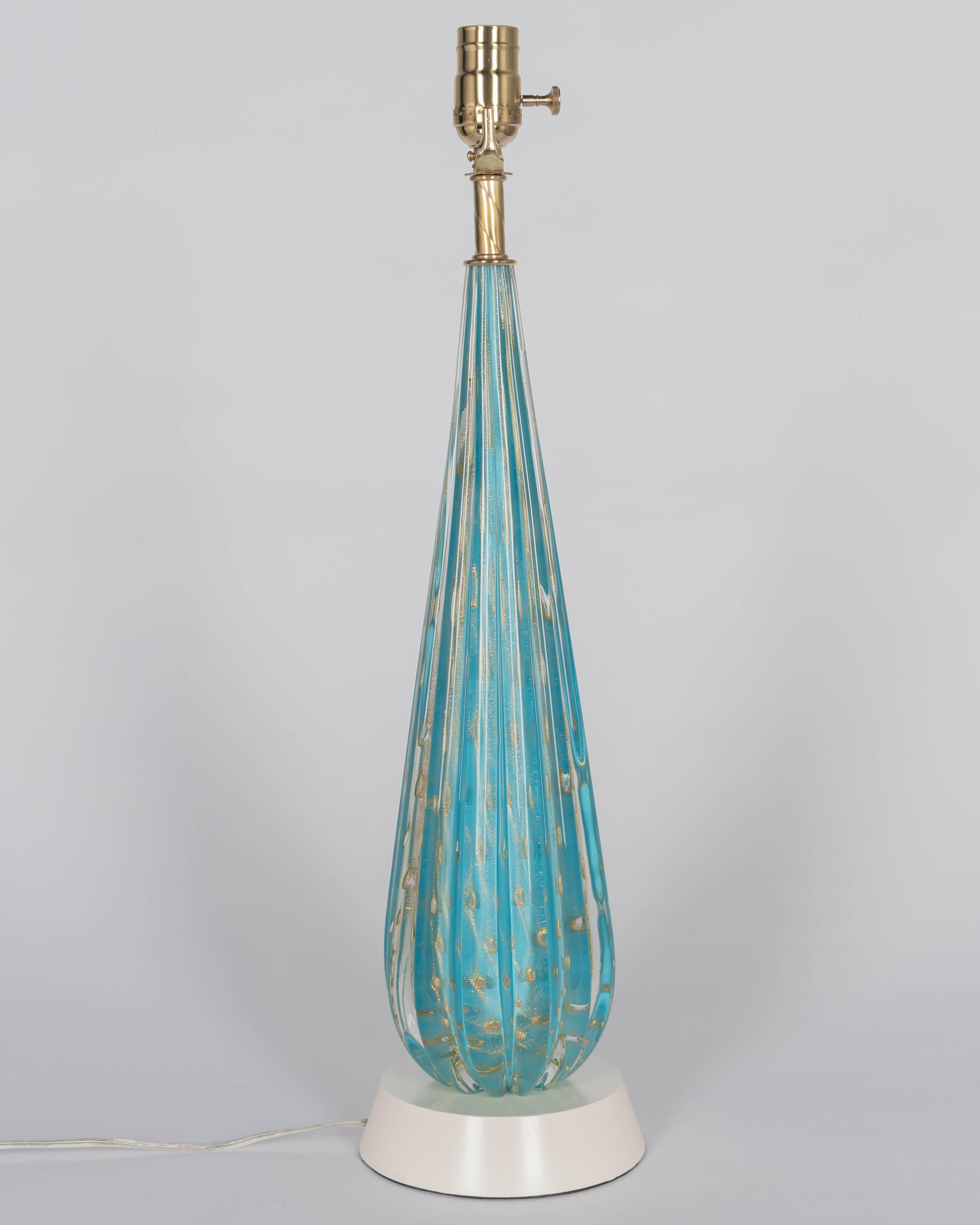Lampe Barbini en verre de Murano bleu du milieu du siècle Bon état - En vente à Winter Park, FL