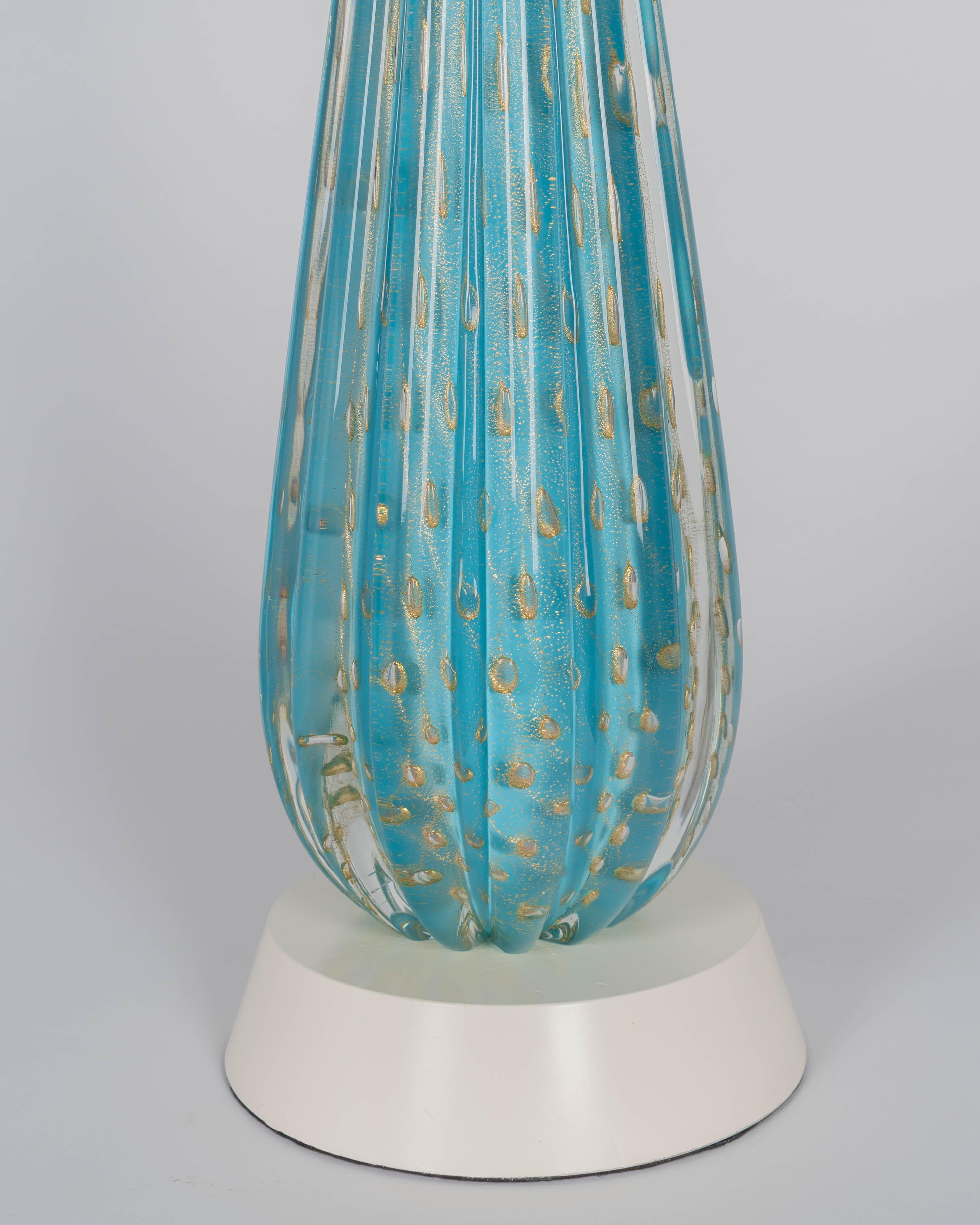 Lampe Barbini en verre de Murano bleu du milieu du siècle en vente 1