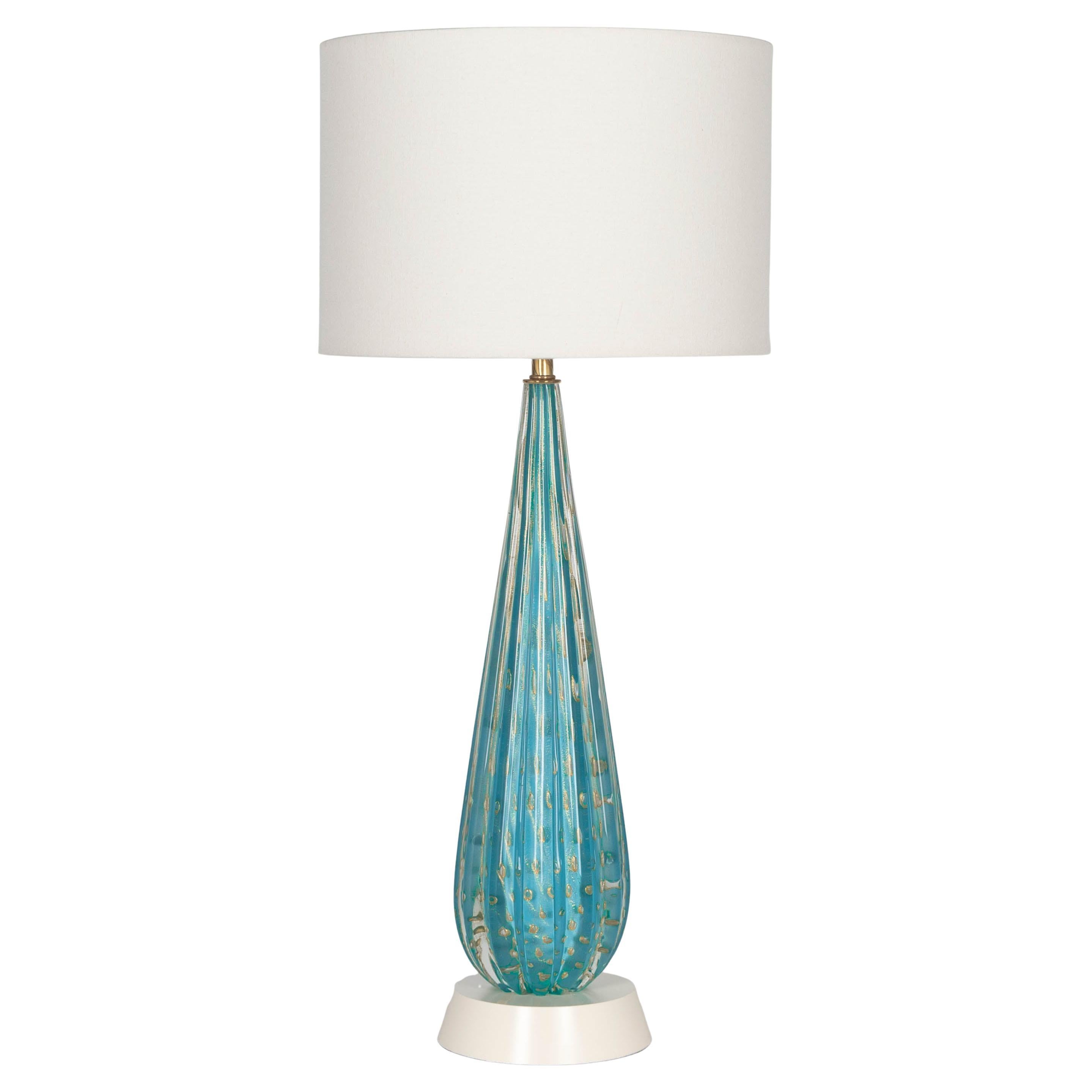 Murano Glass Mid Century Blue Barbini Lamp